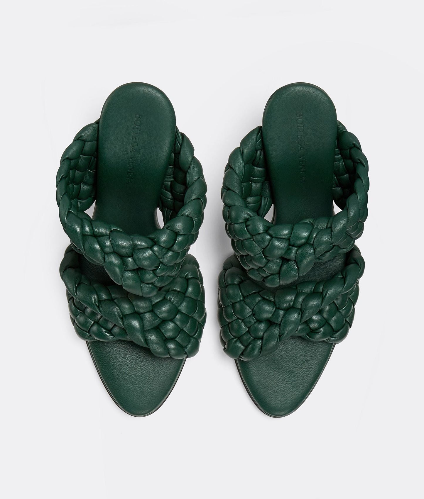 BOTTEGA VENETA CURVE LEATHER SANDALS VERT FONCEE