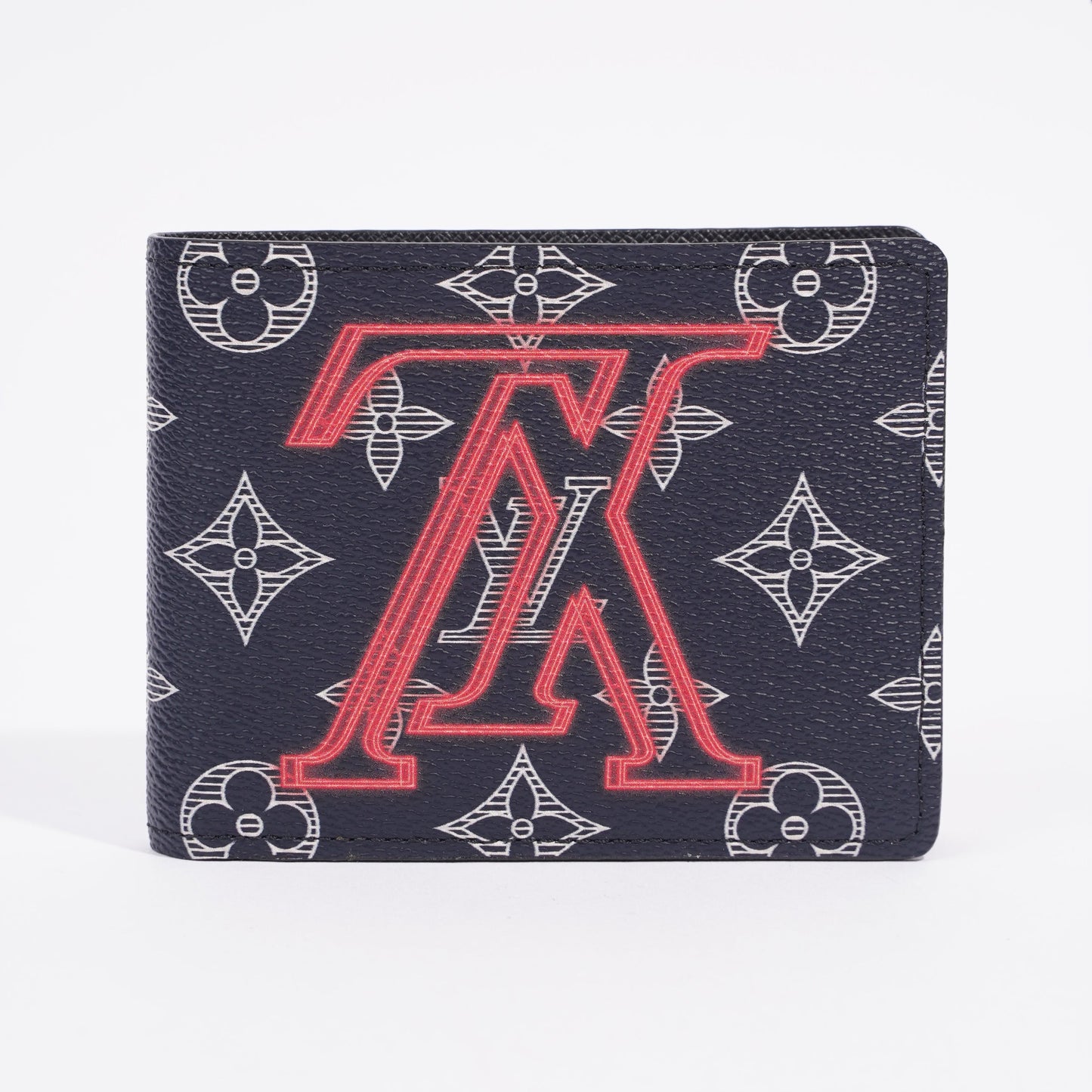 Louis Vuitton Upside Down Pocket Organiser Navy Monogram / Red Neon Coated Canvas