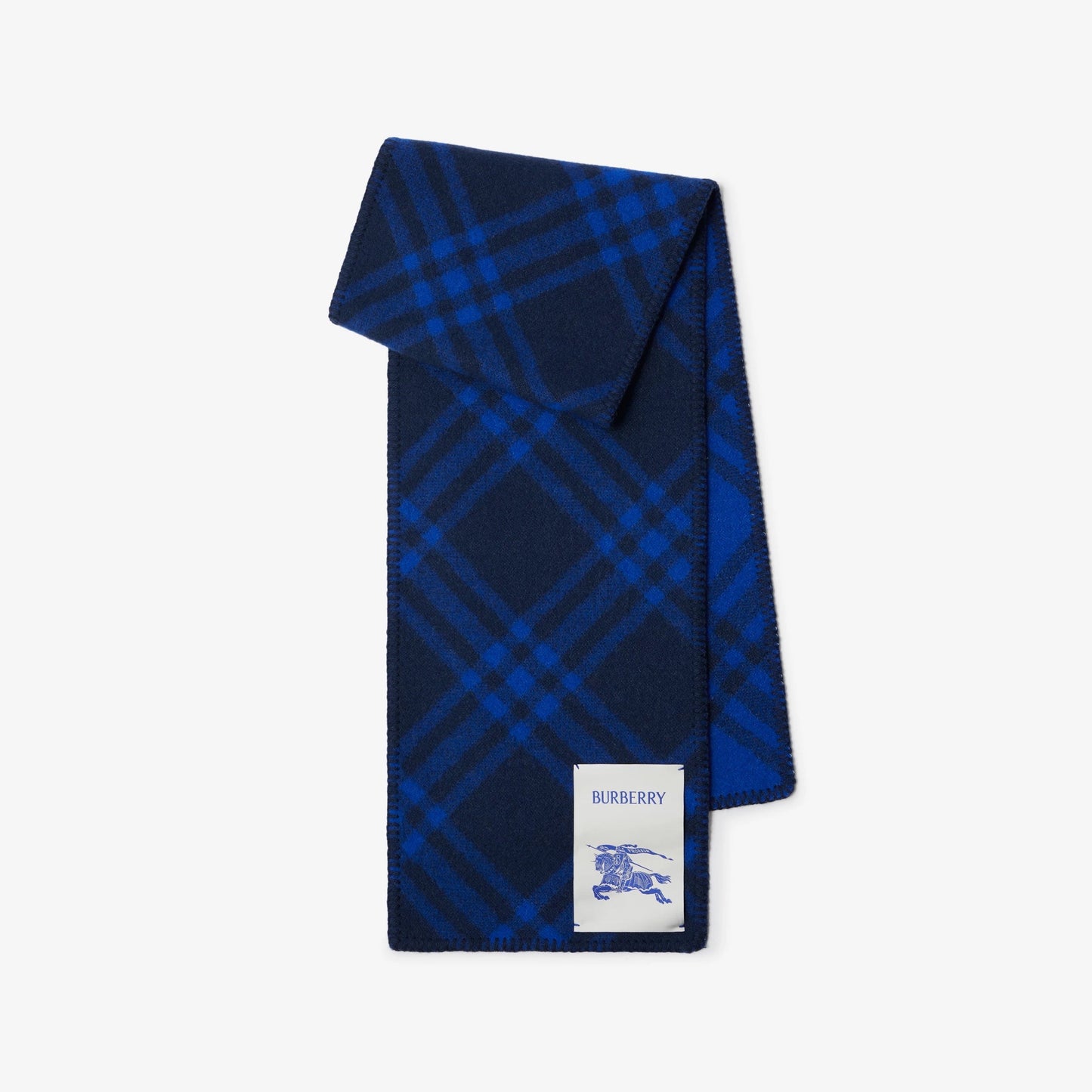 BURBERRY EQUESTRIAN KNIGHT DESIGN PATCH CHECK WOOL SCARF