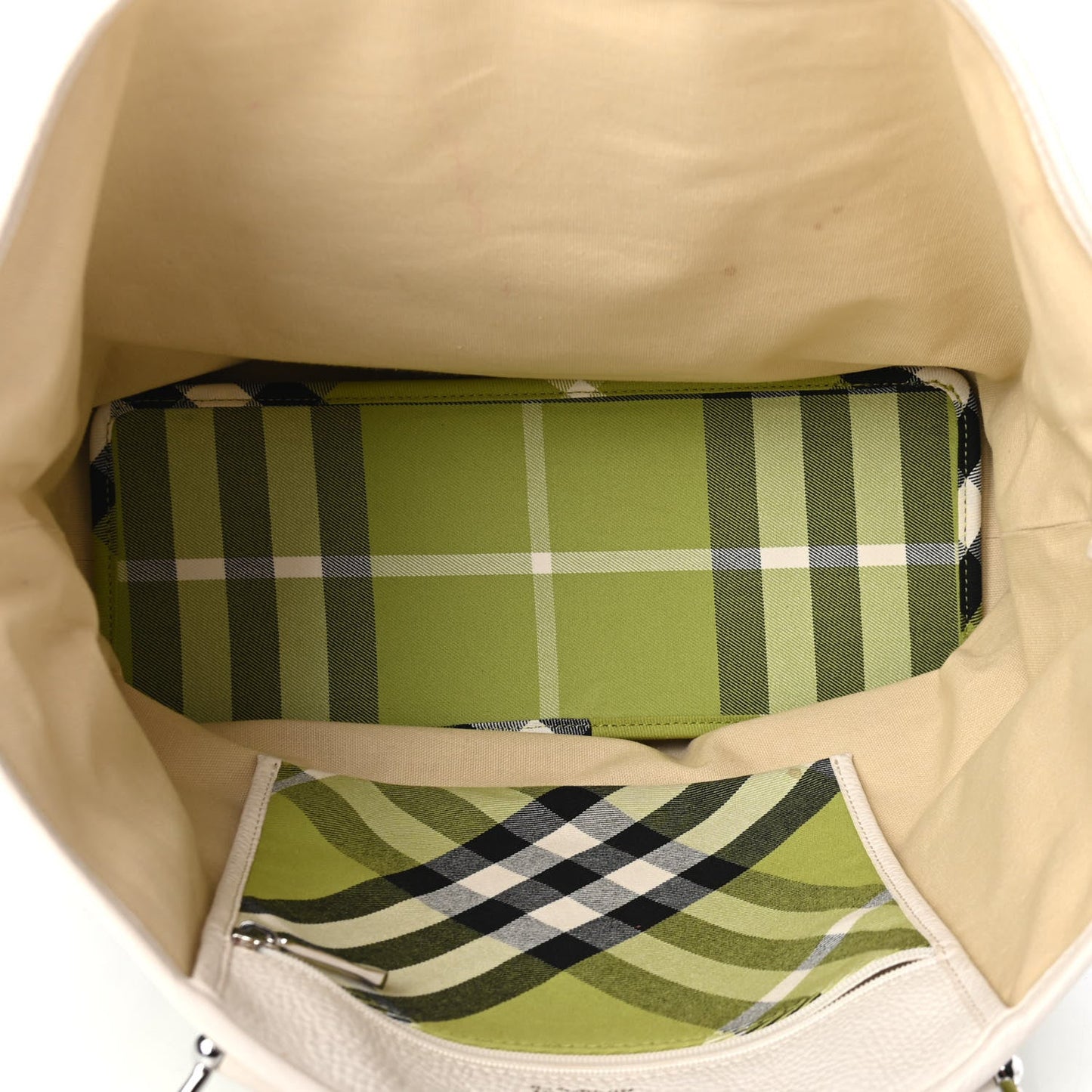 BURBERRY NOVA CHECK LIME GREEN SHOPPER TOTE BAG