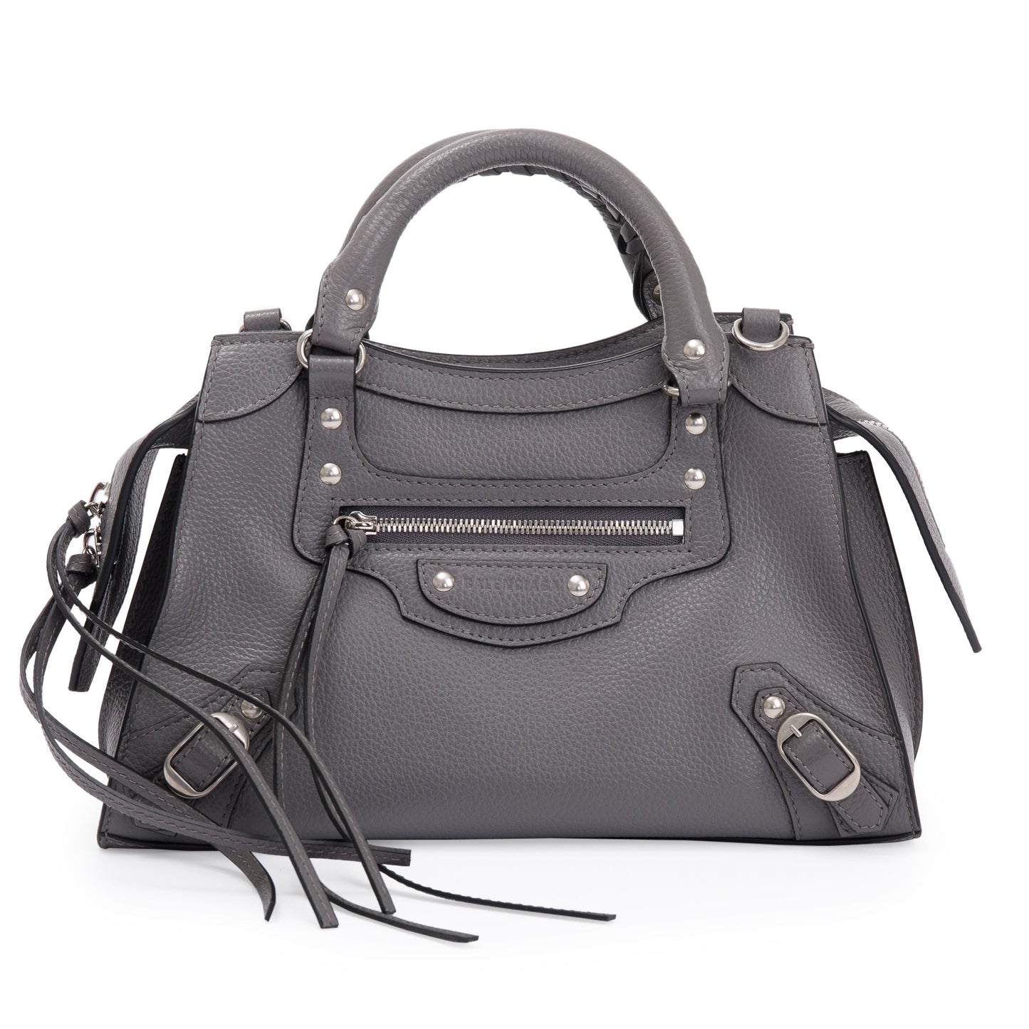 Balenciaga 2022 Grey Calfskin Leather Neo Classic XS City Bag