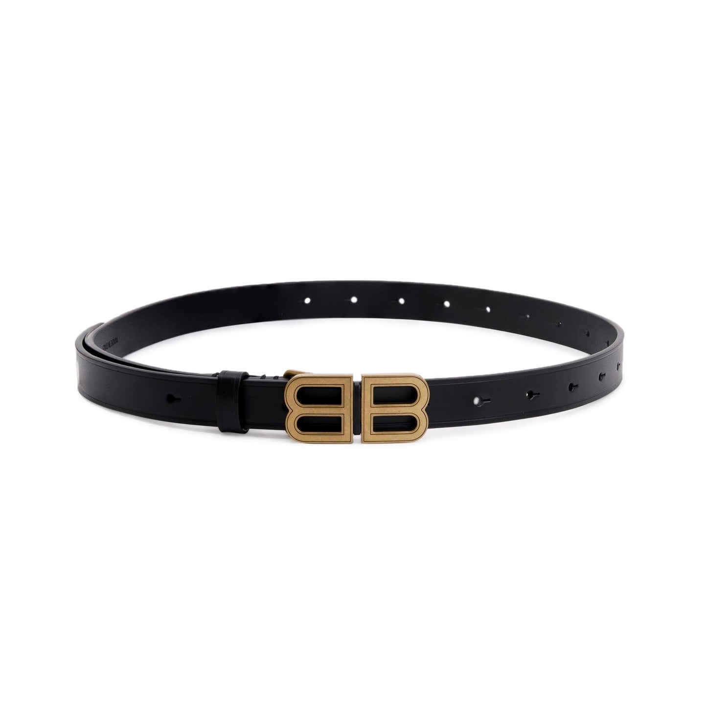 Balenciaga BB Hourglass Thin Black Leather Belt