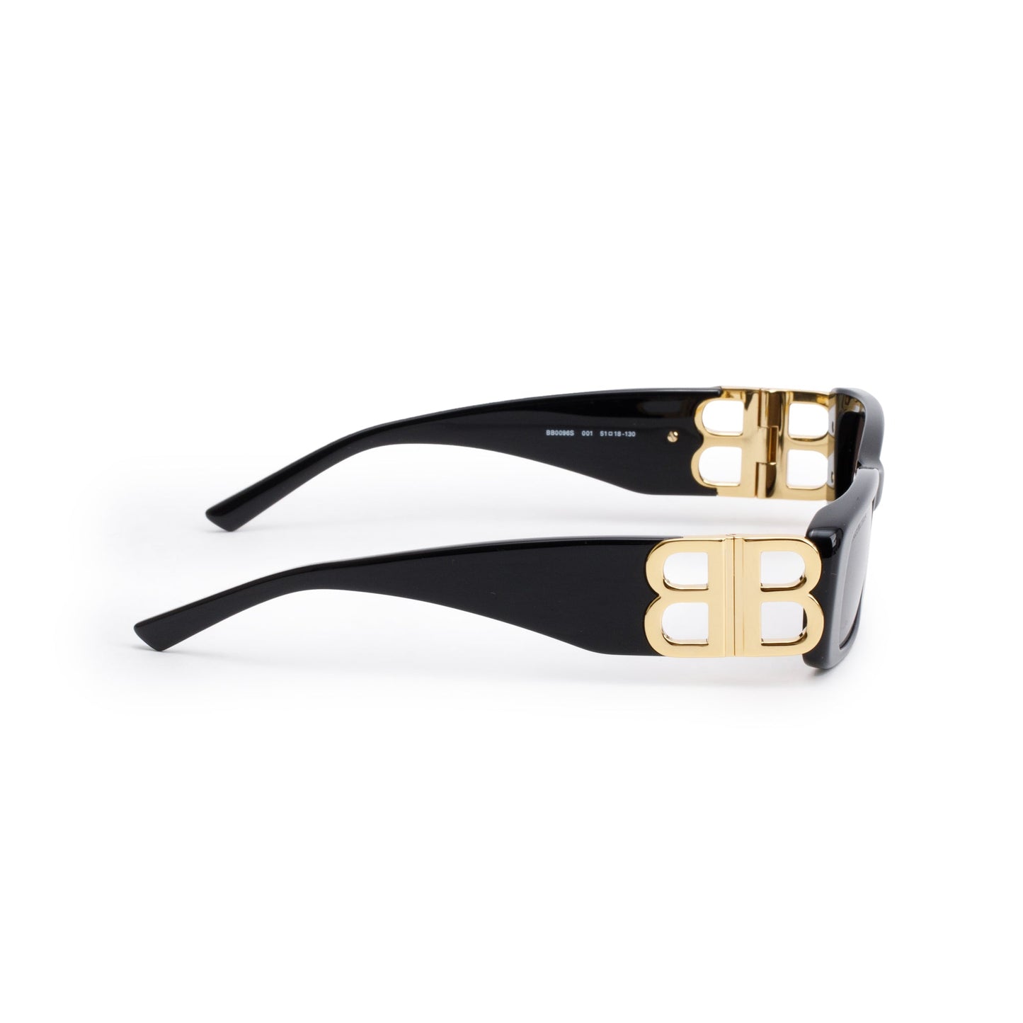 Balenciaga BB0096S Dynasty Black Acetate Rectangle Sunglasses