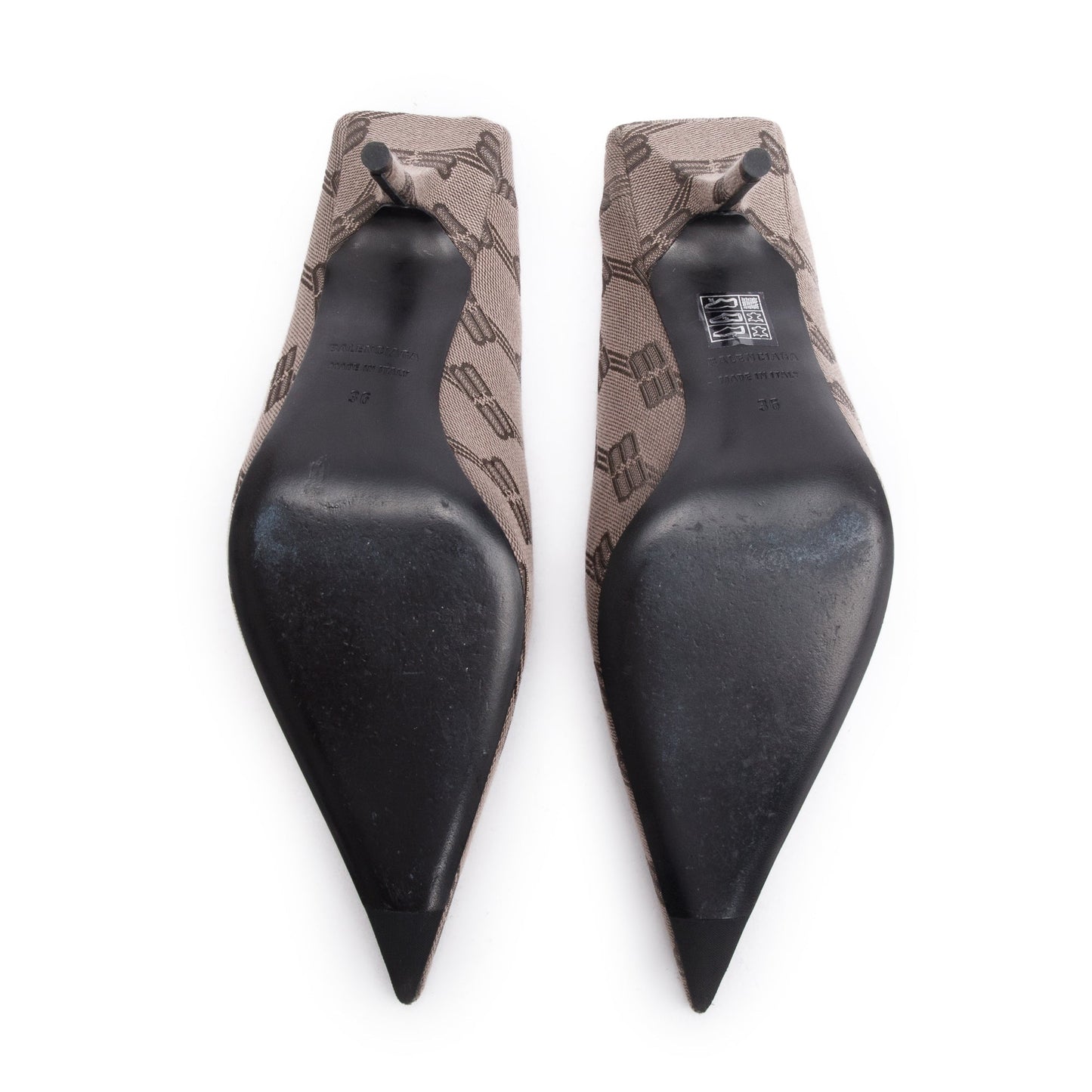 Balenciaga Beige BB Monogram Knife Mules, Size36