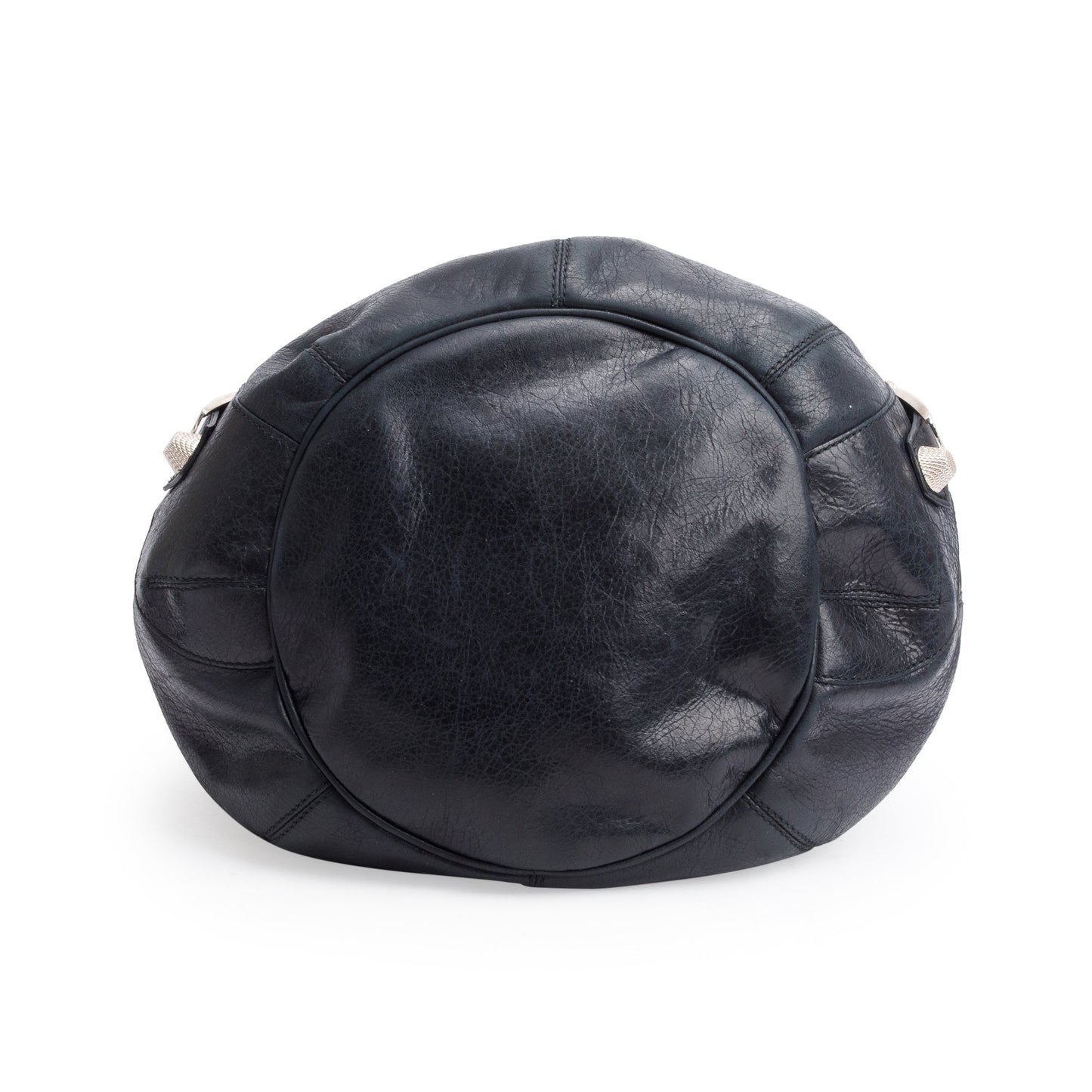 Balenciaga Black Agneau Leather Motocross Giant 12 Large Pom Pom Bag