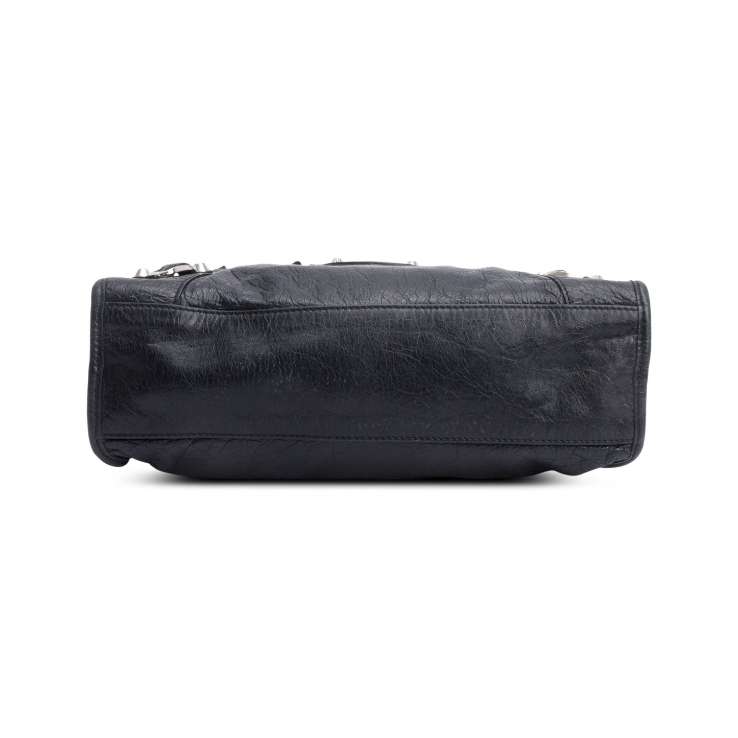 Balenciaga Black Agneau Leather Small Logo Strap Motocross Classic City Bag