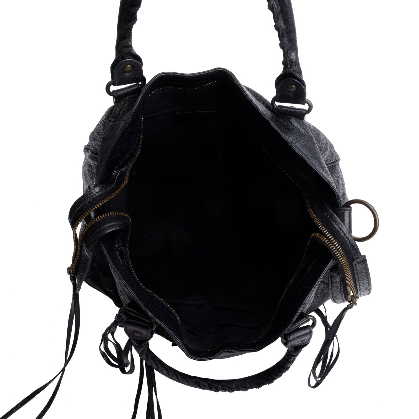 Balenciaga Black Agneu Leather Motocross Classic City Velo Bag