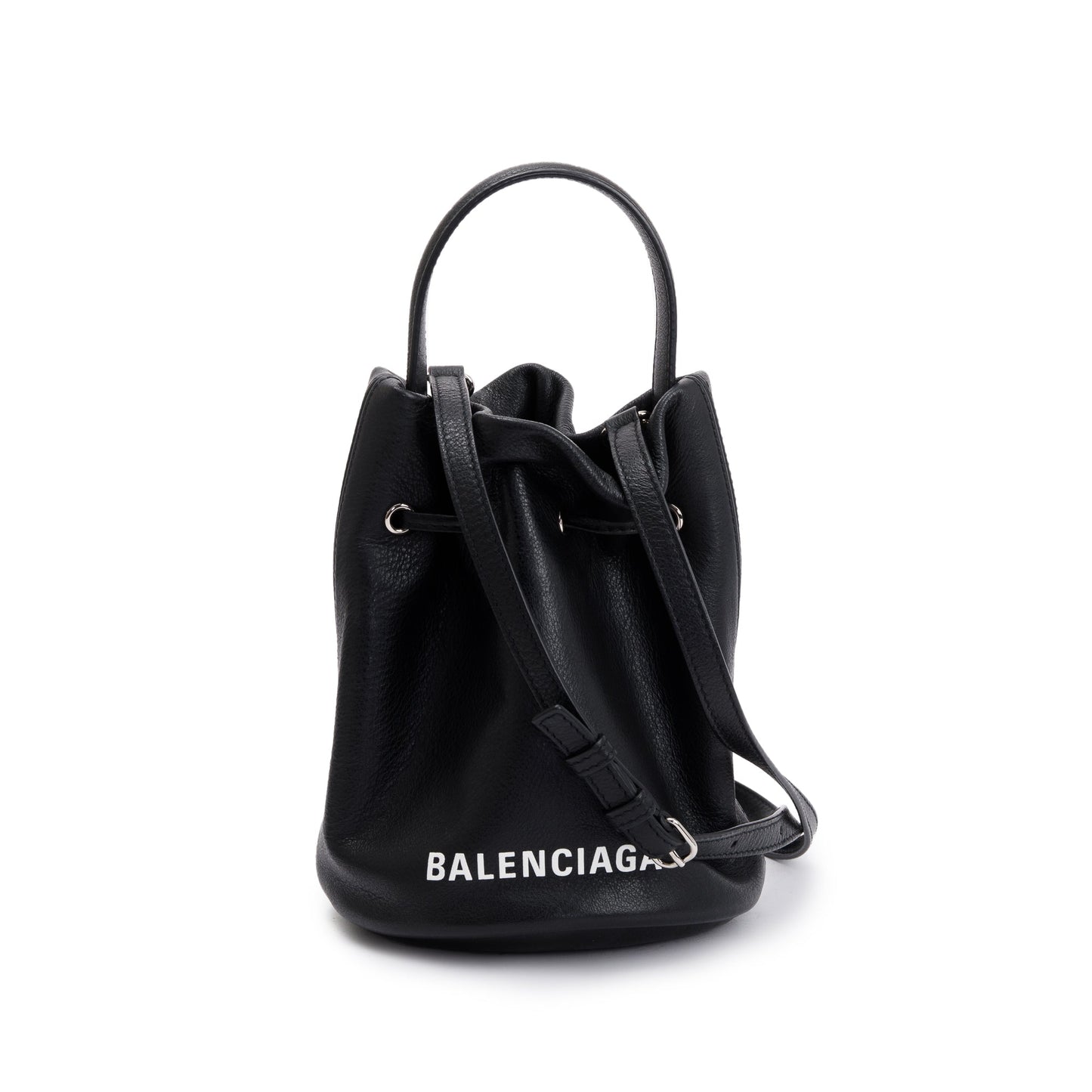 Balenciaga Black Calfskin Leather Everyday XS Drawstring Bucket Bag