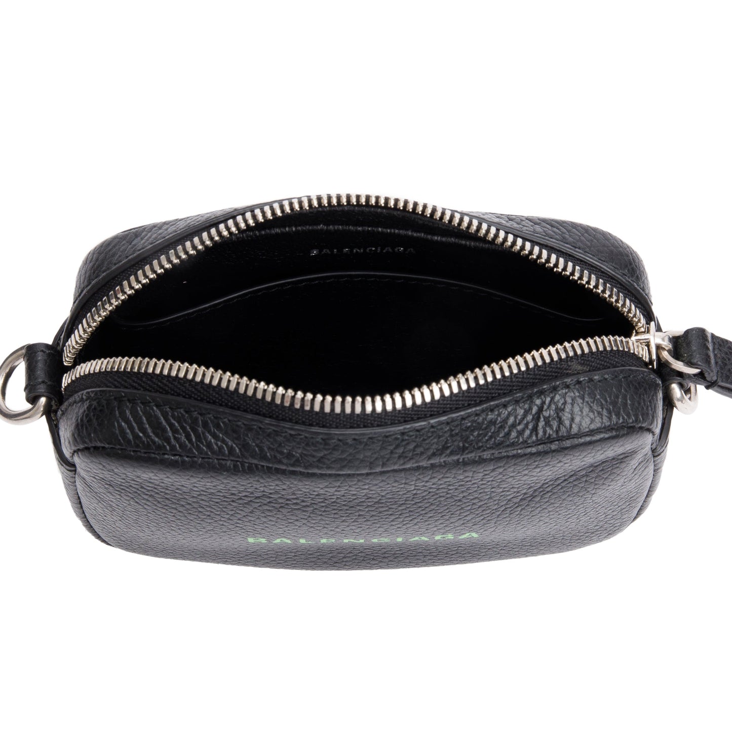 Balenciaga Black Calfskin Leather Logo Mini Cash Crossbody