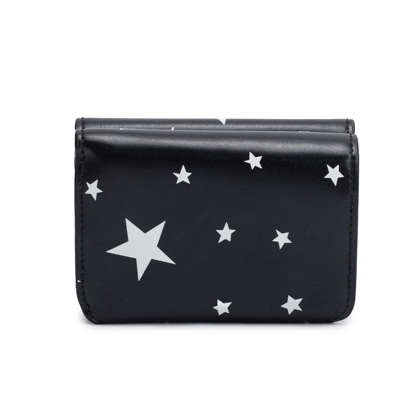 Balenciaga Black Calfskin Leather Logo Star Everyday Mini Compact Wallet