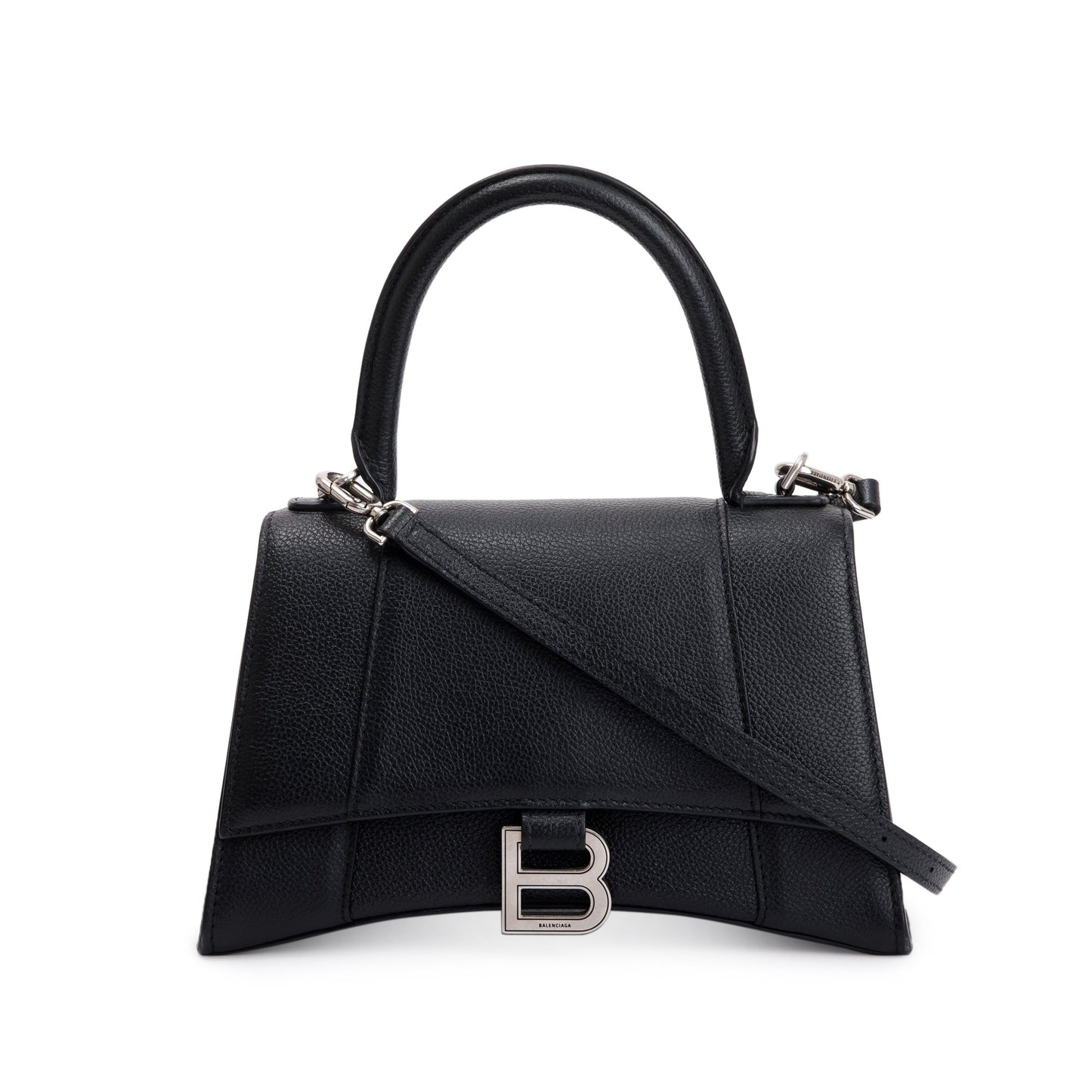 Balenciaga Black Calfskin Leather Small Hourglass Top Handle Bag
