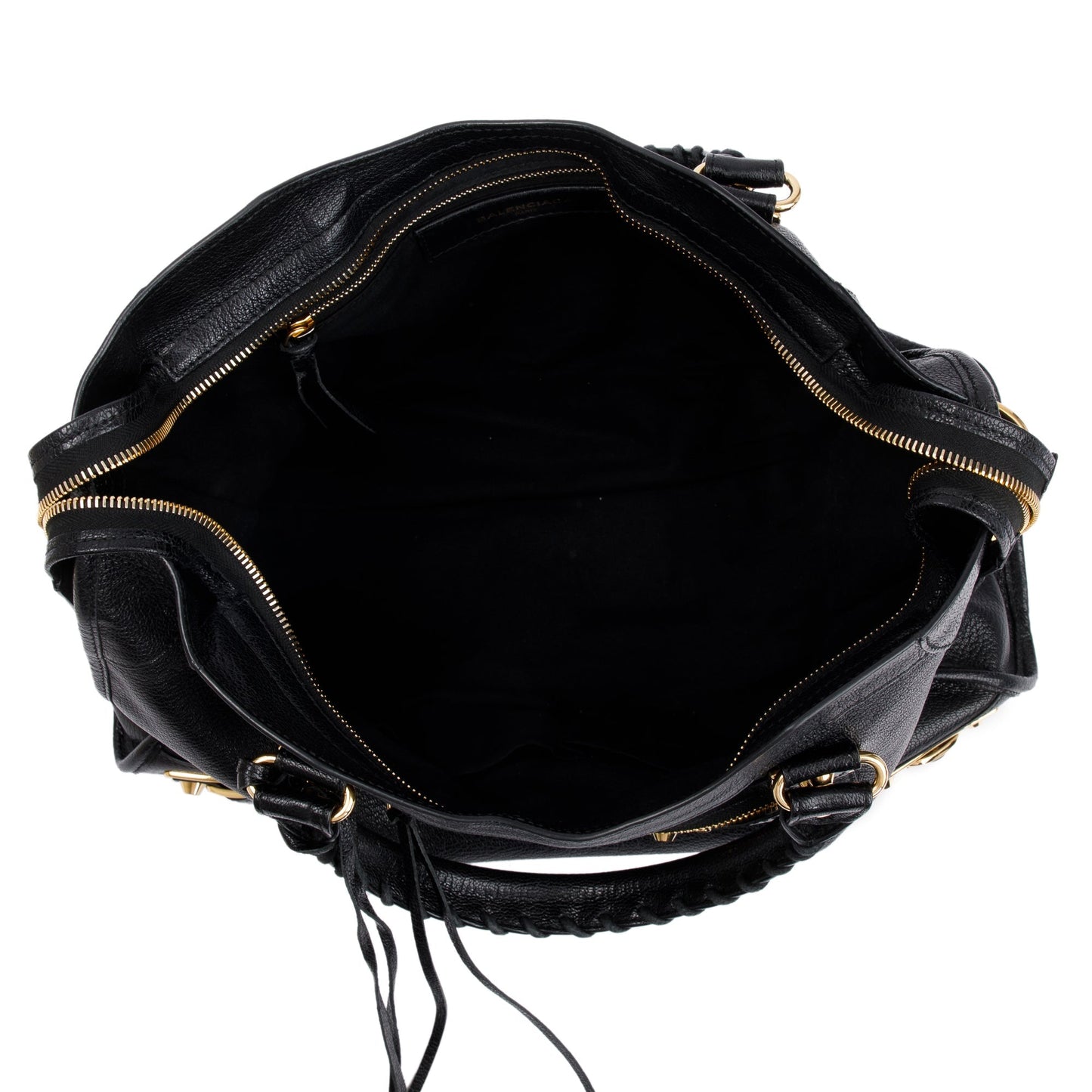 Balenciaga Black Chevre Leather Metallic Edge City Bag