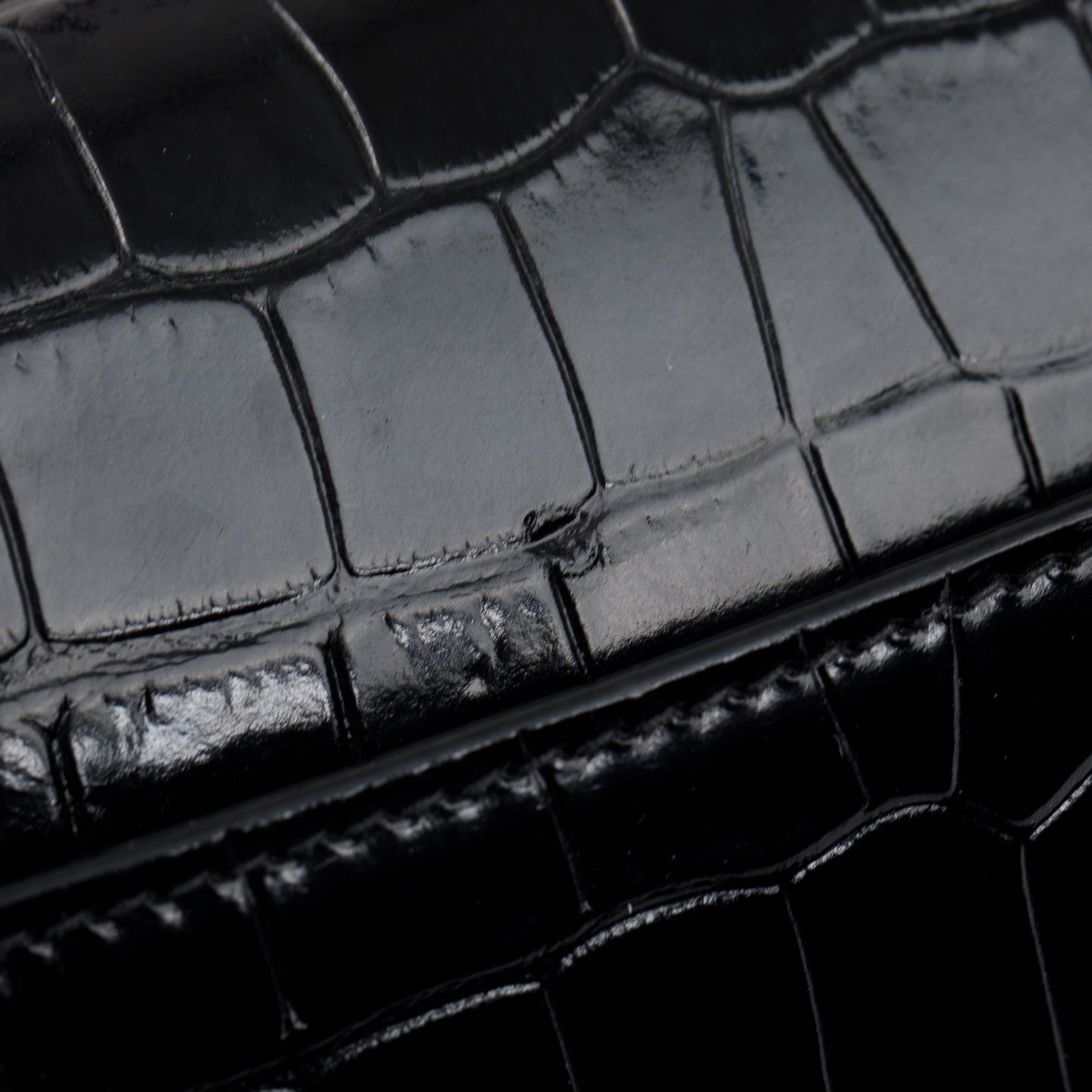 Balenciaga Black Croc-Embossed Leather Small Hourglass Top Handle Bag