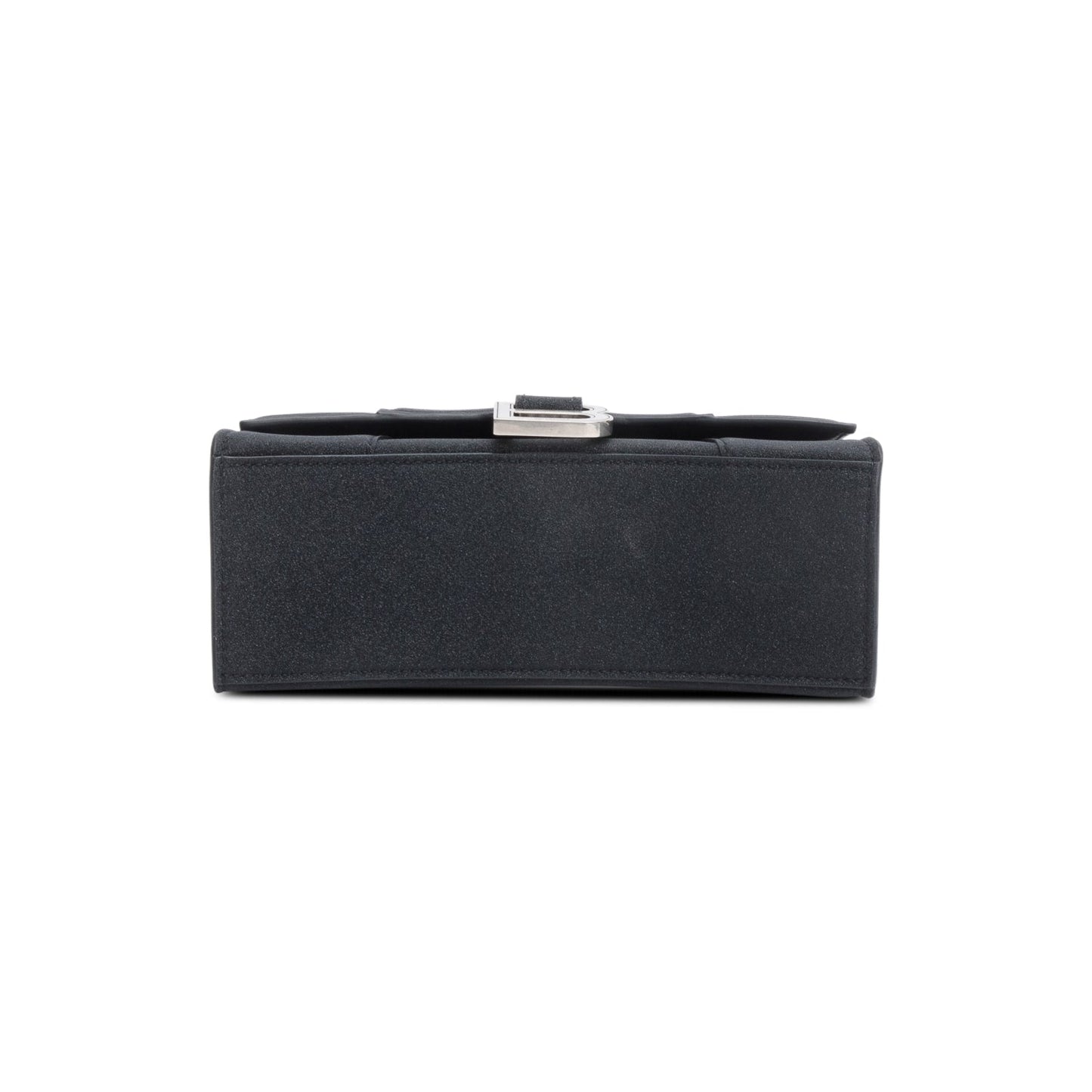 Balenciaga Black Glitter Satin XS Hourglass Top Handle Bag