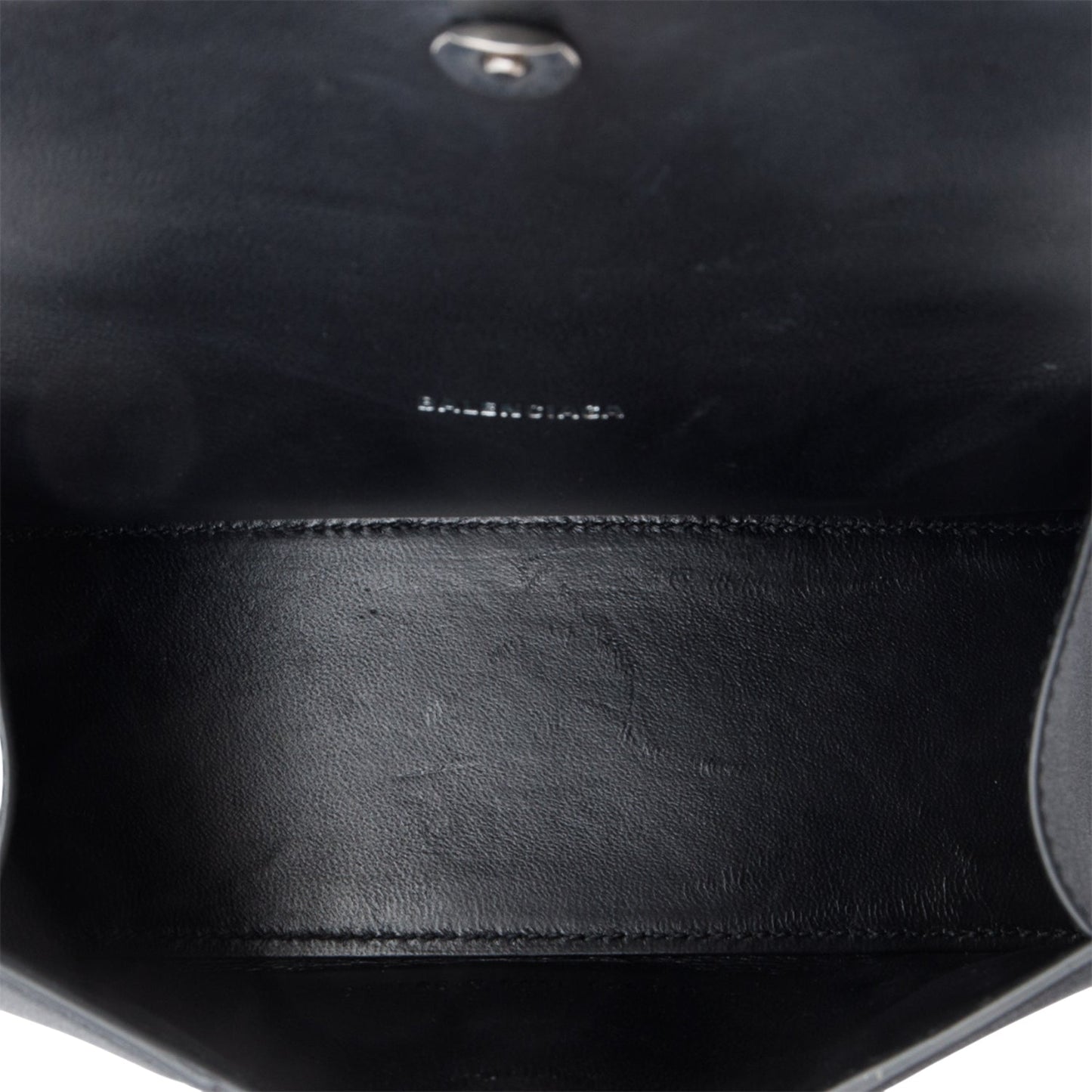 Balenciaga Black Glitter Satin XS Hourglass Top Handle Bag