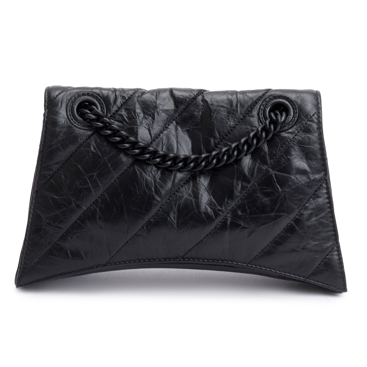 Balenciaga Black Leather Small Crush Chain Shoulder Bag