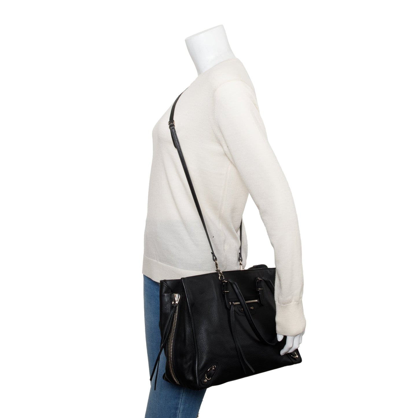 Balenciaga Black Veau Papier B4 Zip Around Tote