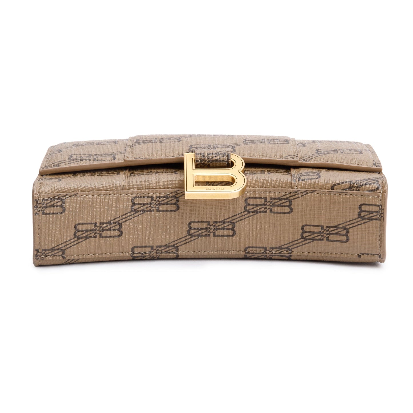 Balenciaga Brown BB Canvas Hourglass Wallet on Chain