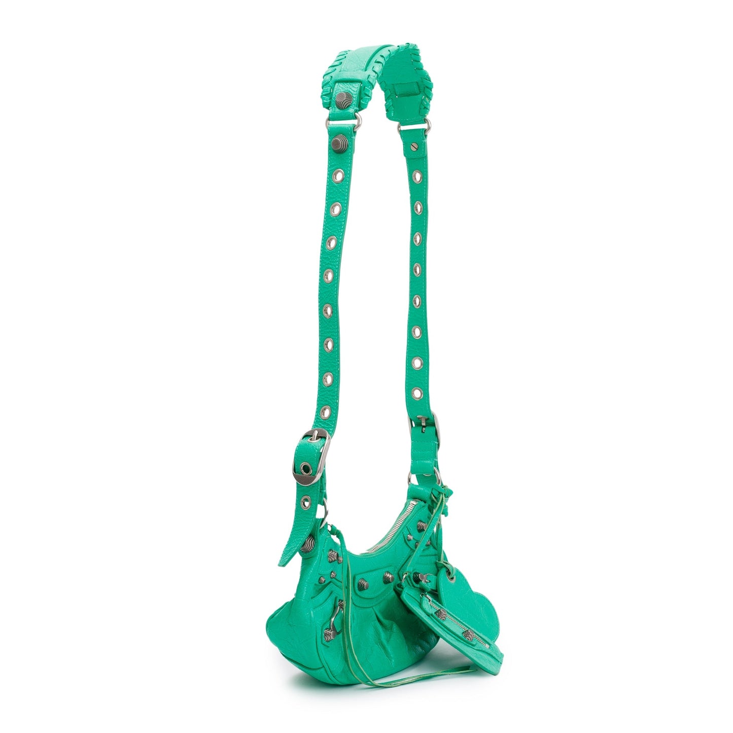 Balenciaga Green Arena Calfskin Leather Le Cagole XS Shoulder Bag