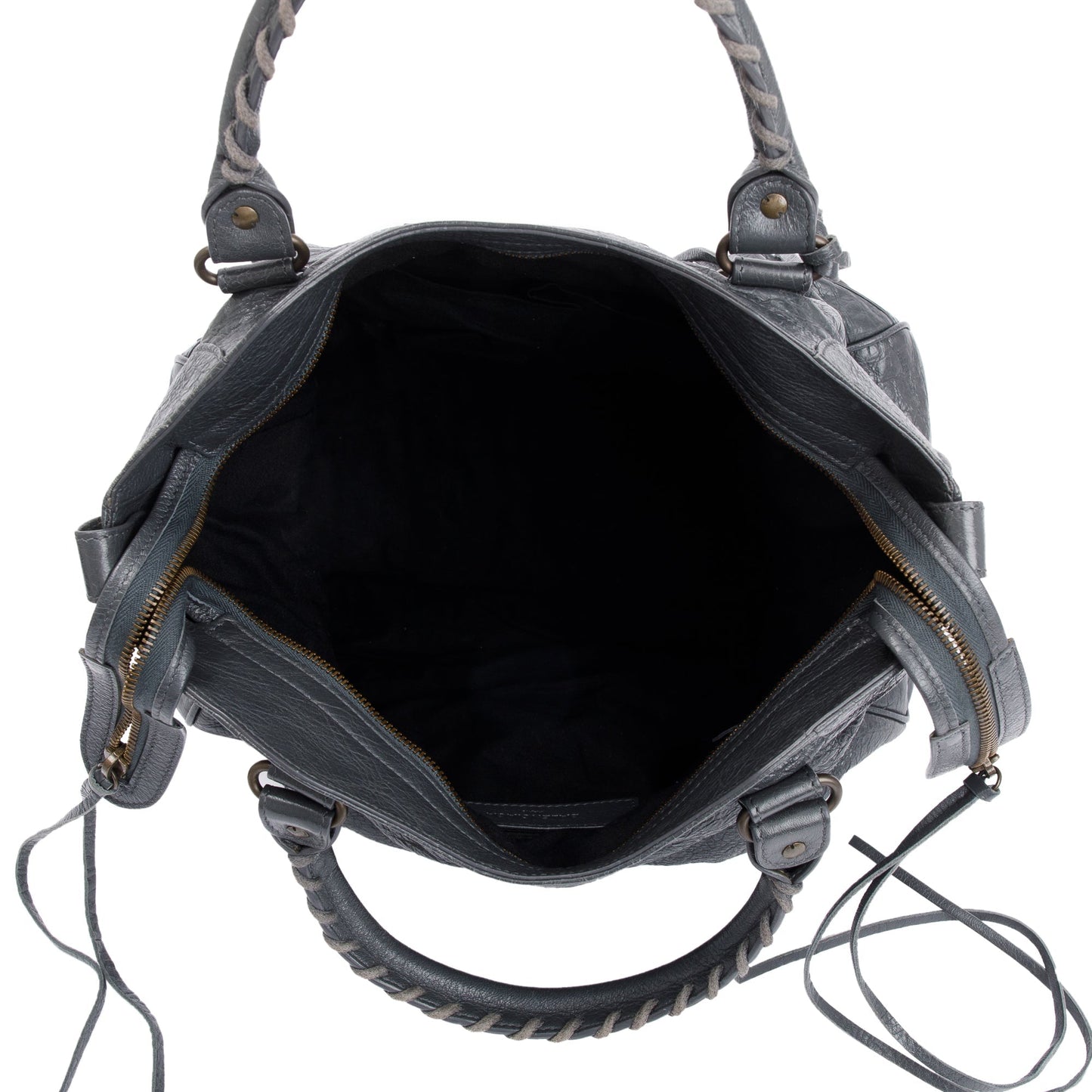Balenciaga Grey Agneu Leather Motocross Classic City Velo Bag
