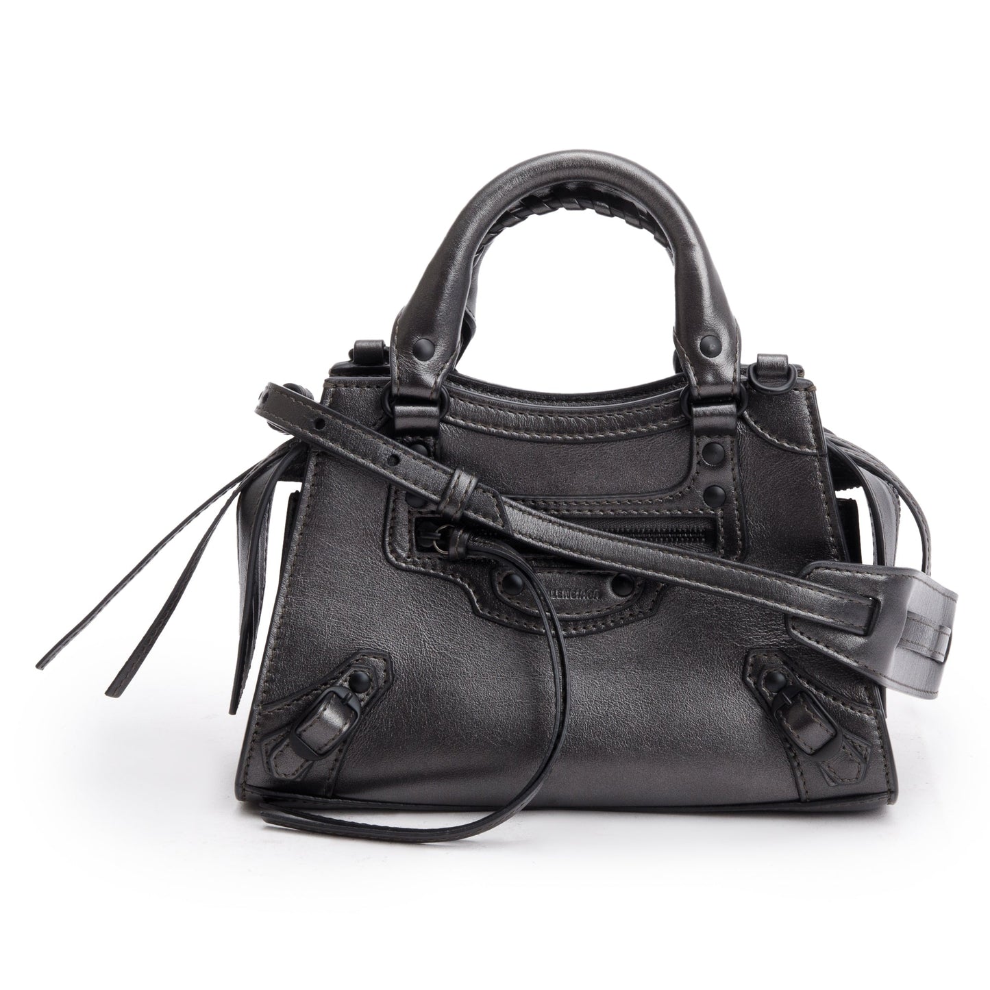 Balenciaga Grey Metallic Calfskin Leather MIni Neo Classic Top Handle Bag