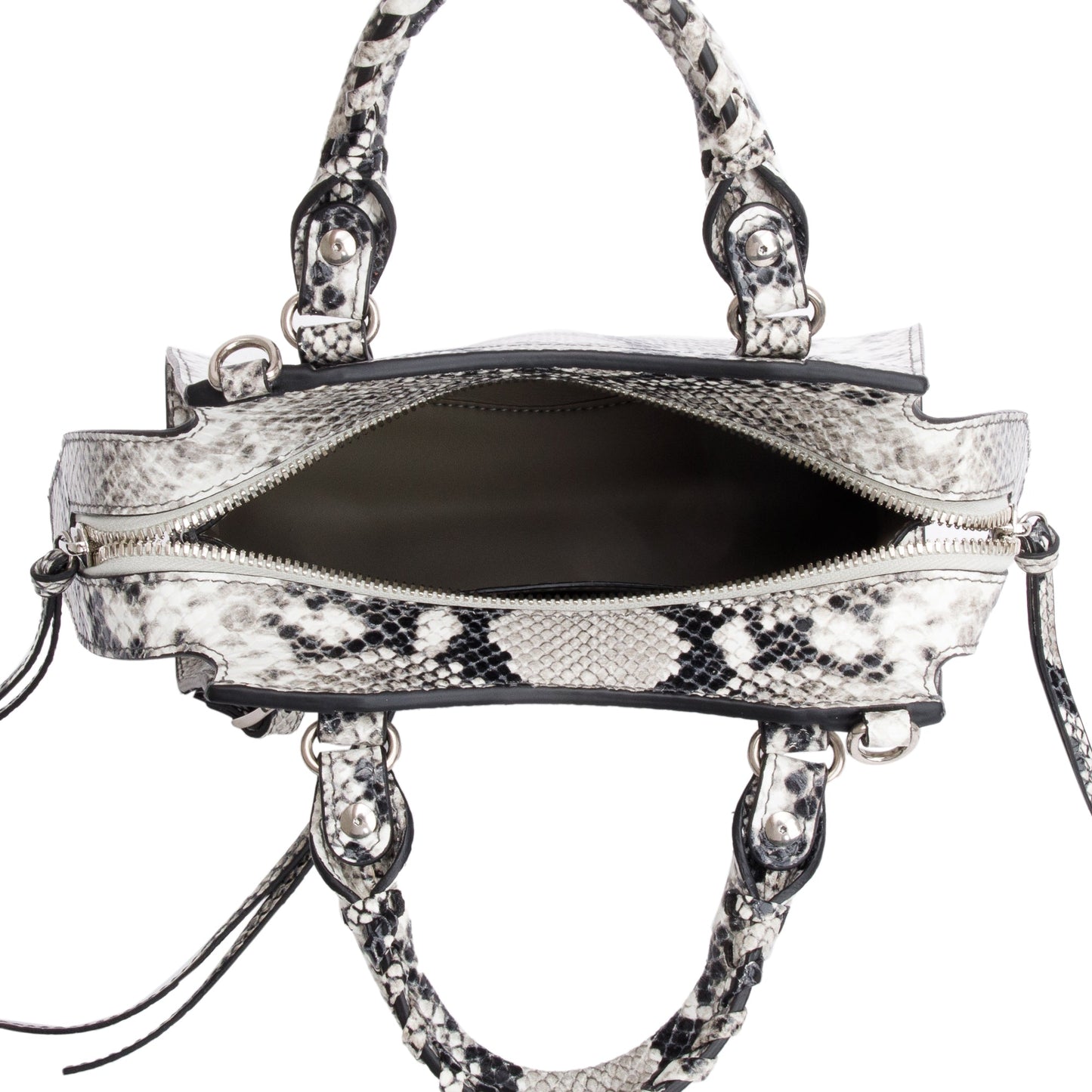 Balenciaga Grey Python Embossed Neo Classic Mini City Bag
