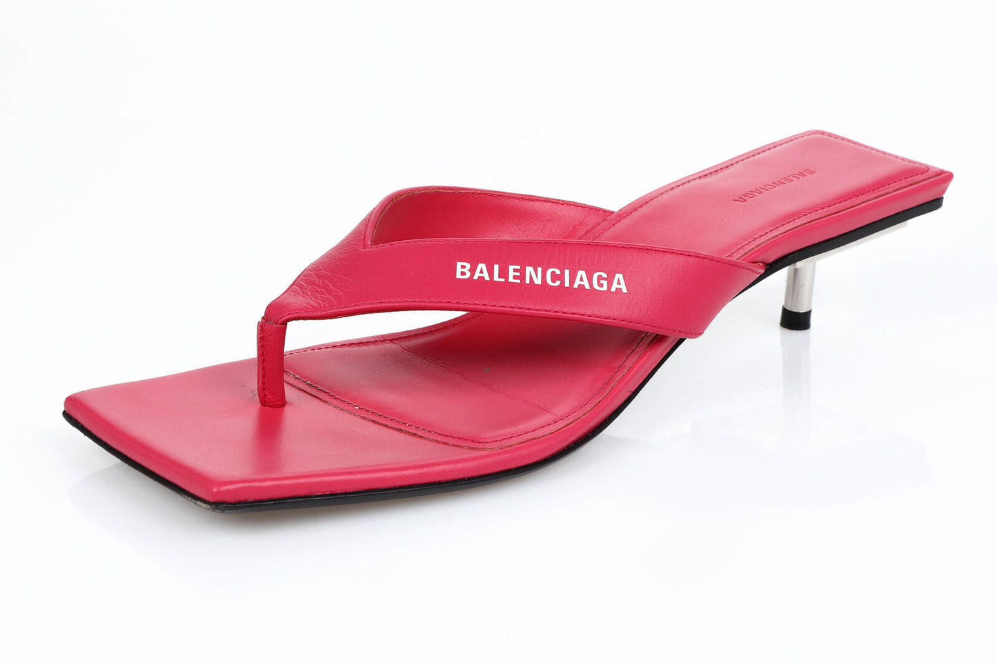 BALENCIAGA SQUARE TOE LEATHER THONG SANDAL