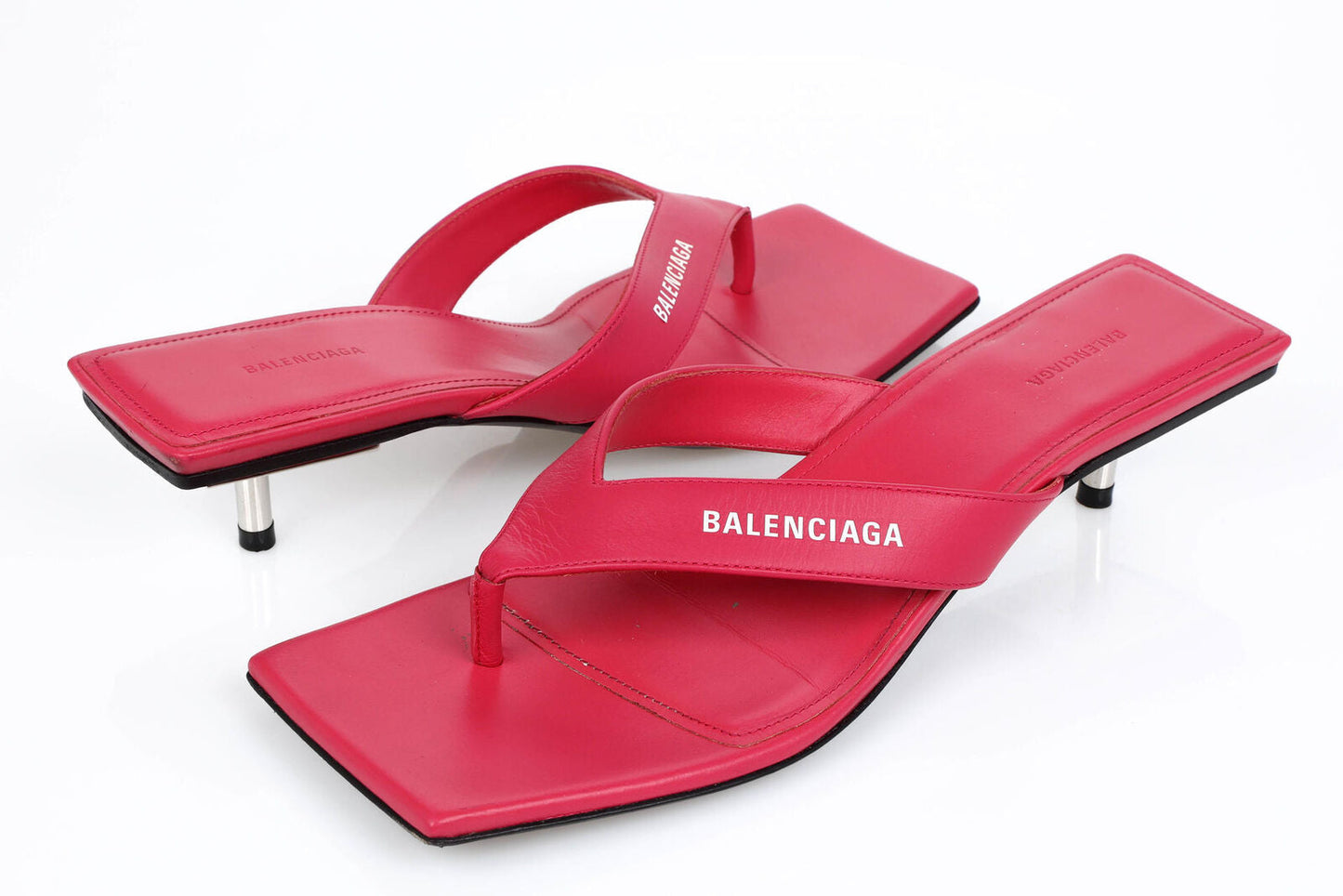 BALENCIAGA SQUARE TOE LEATHER THONG SANDAL
