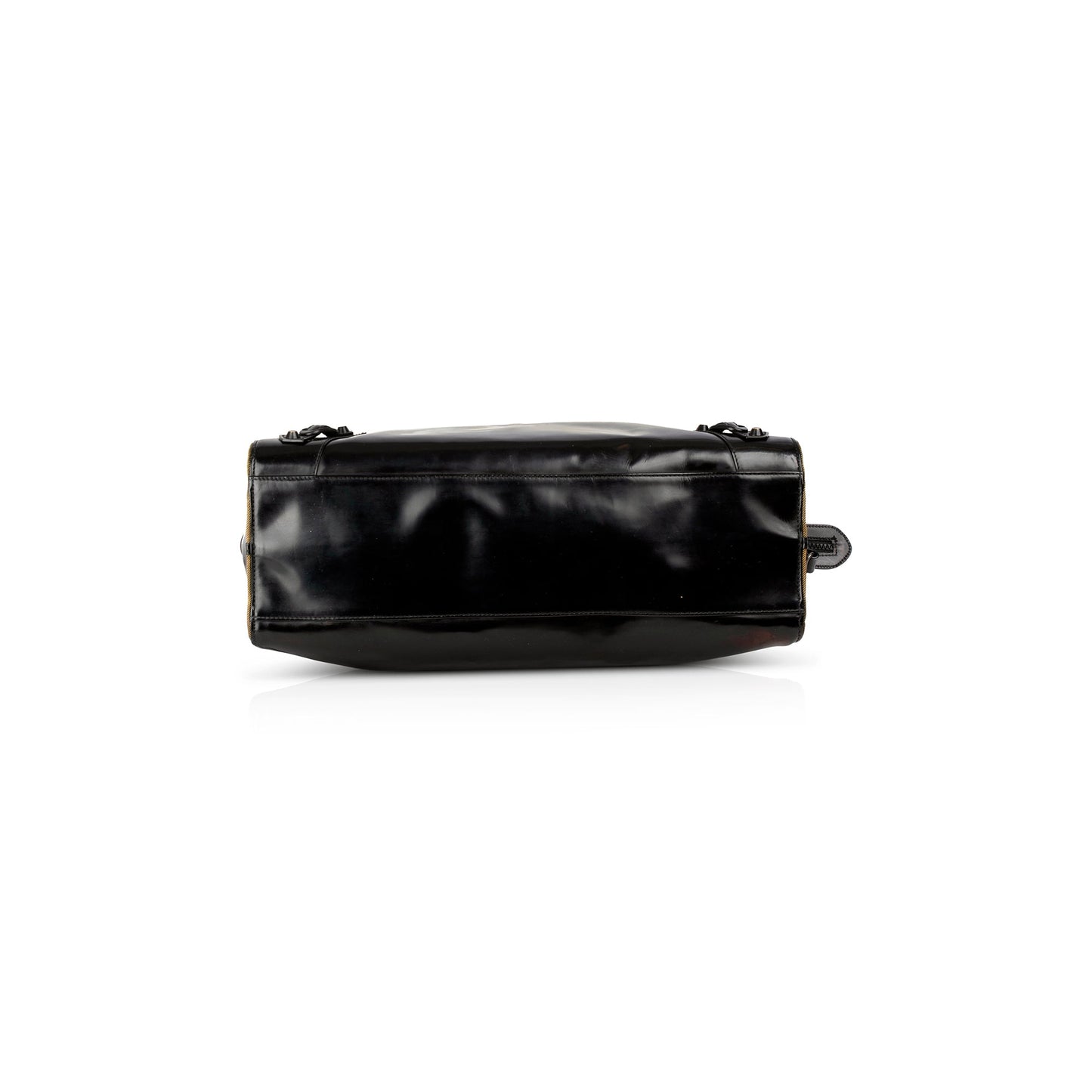 Balenciaga Motocross Black Glazed Calfskin Leather Gold City Bag