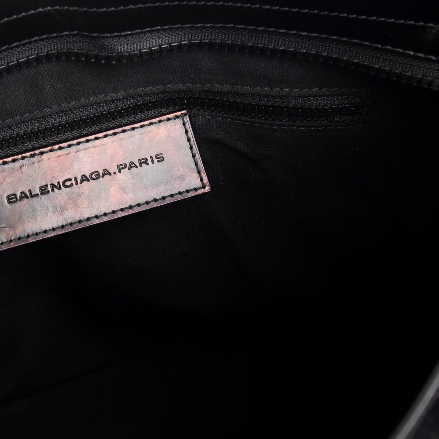 Balenciaga Motocross Black Glazed Calfskin Leather Gold City Bag