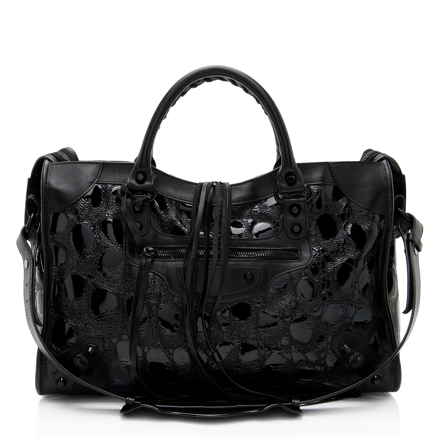 Luxury Balenciaga Trending 2025 Patent Embossed Leather Classic City Satchel (SHF-RmwiHx)