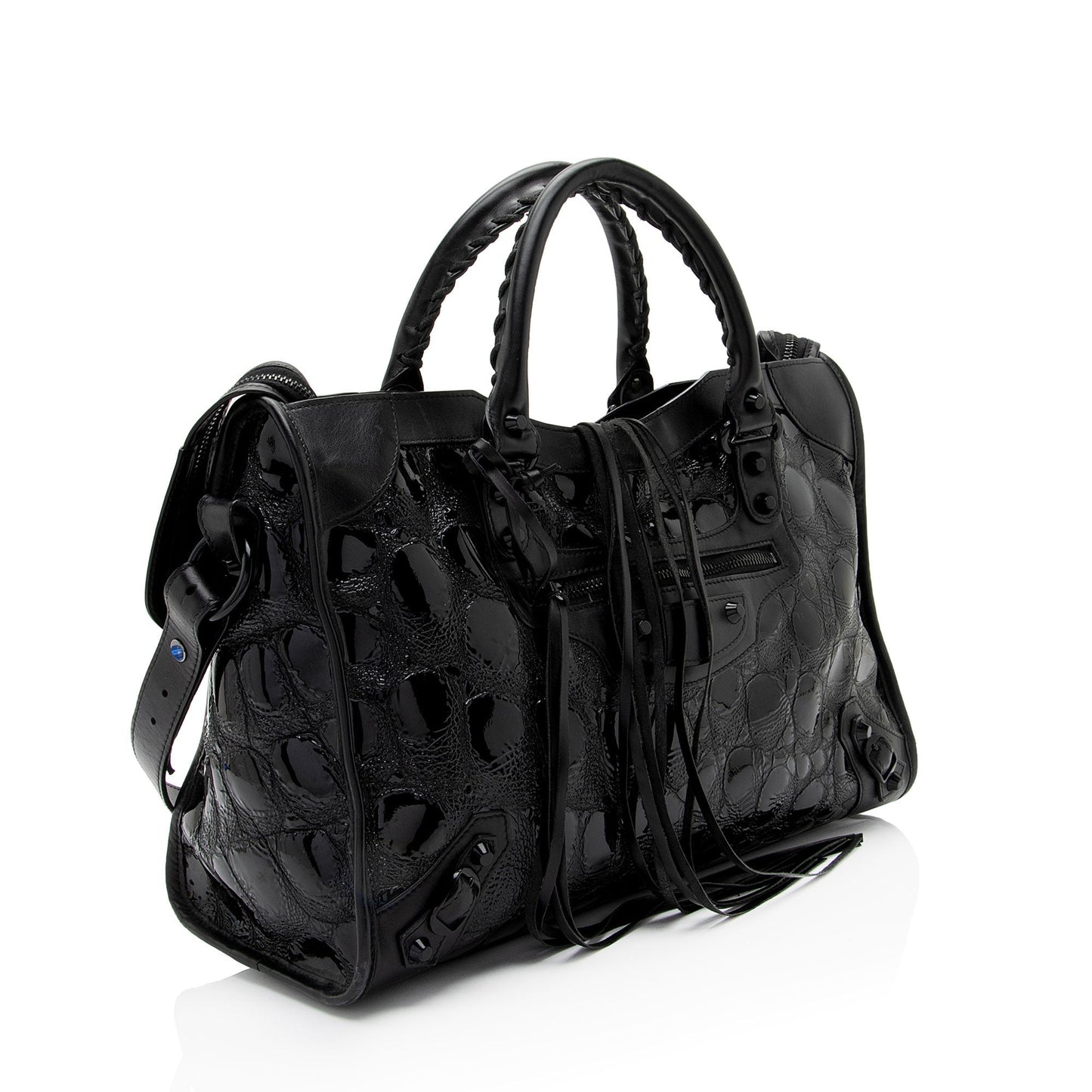 Luxury Balenciaga Trending 2025 Patent Embossed Leather Classic City Satchel (SHF-RmwiHx)