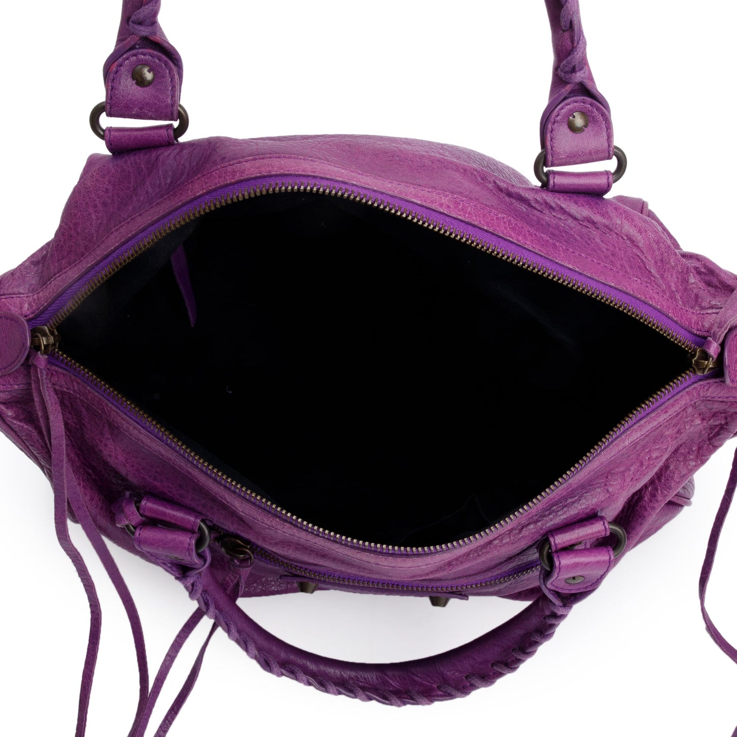 Balenciaga Purple Leather Polly Boston Bag