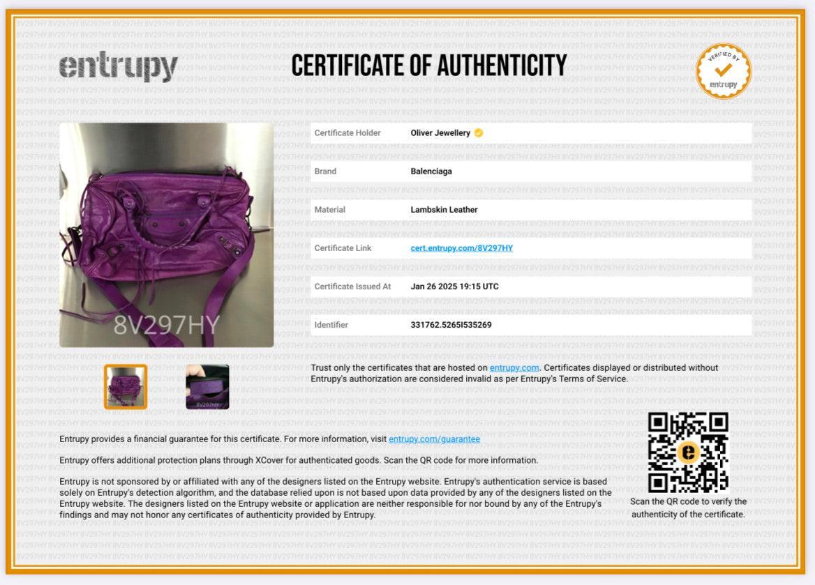Balenciaga Purple Leather Polly Boston Bag