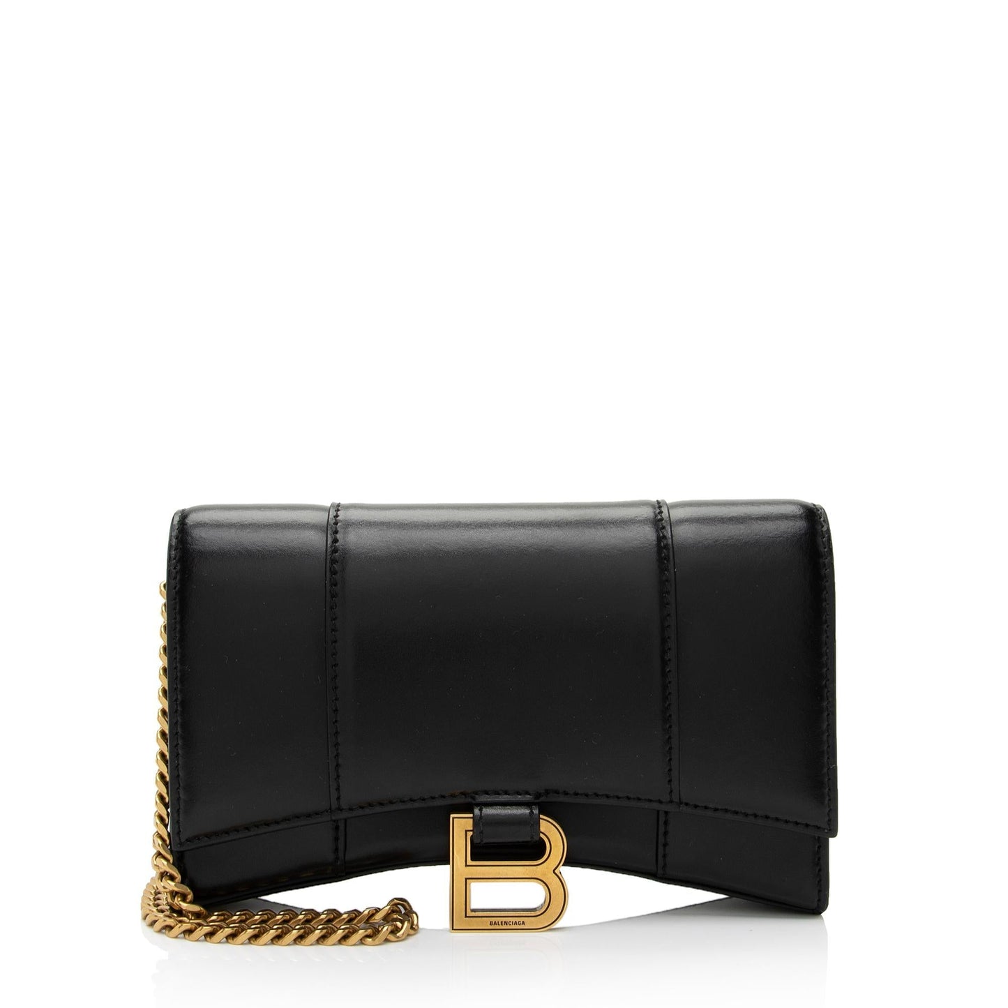 Luxury Balenciaga Trending 2025 Shiny Calfskin Hourglass Wallet on Chain Bag (SHF-RgTbFx)