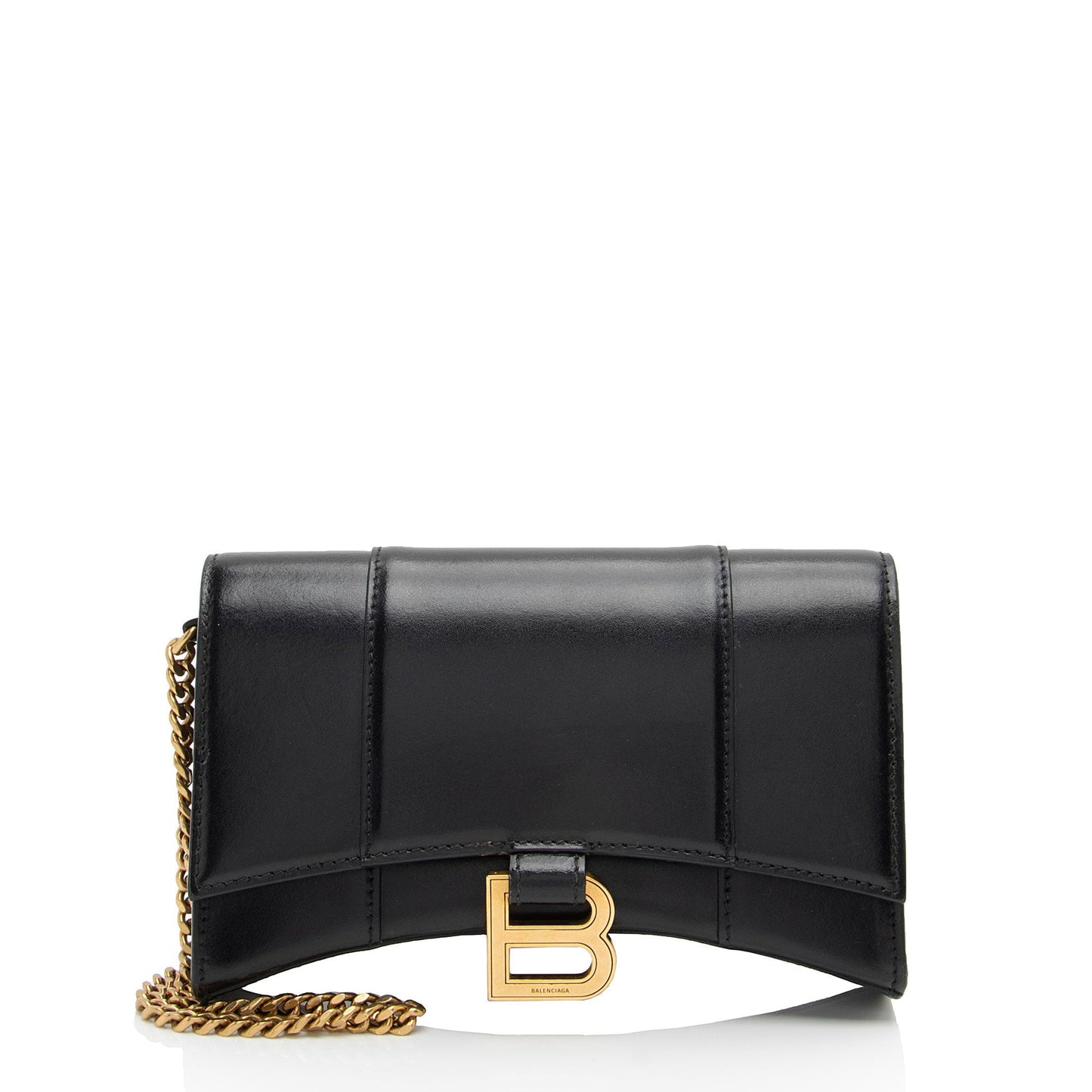 Luxury Balenciaga Trending 2025 Shiny Calfskin Hourglass Wallet on Chain Bag (SHF-PW1B0p)