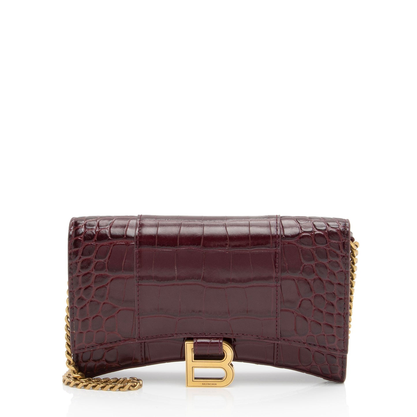 Luxury Balenciaga Trending 2025 Shiny Croc Embossed Calfskin Hourglass Chain Bag (SHF-8zNGYk)