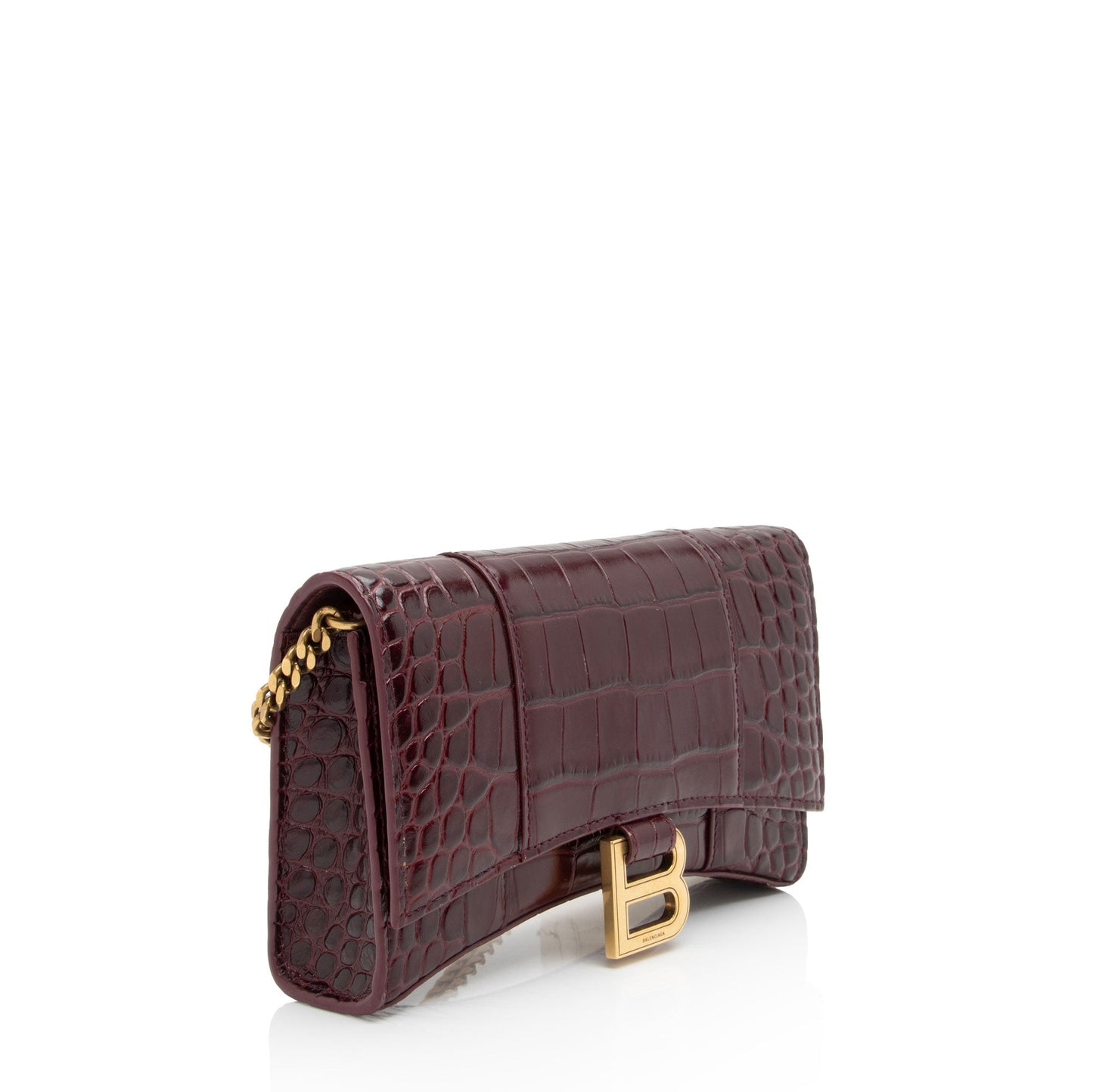 Luxury Balenciaga Trending 2025 Shiny Croc Embossed Calfskin Hourglass Chain Bag (SHF-8zNGYk)