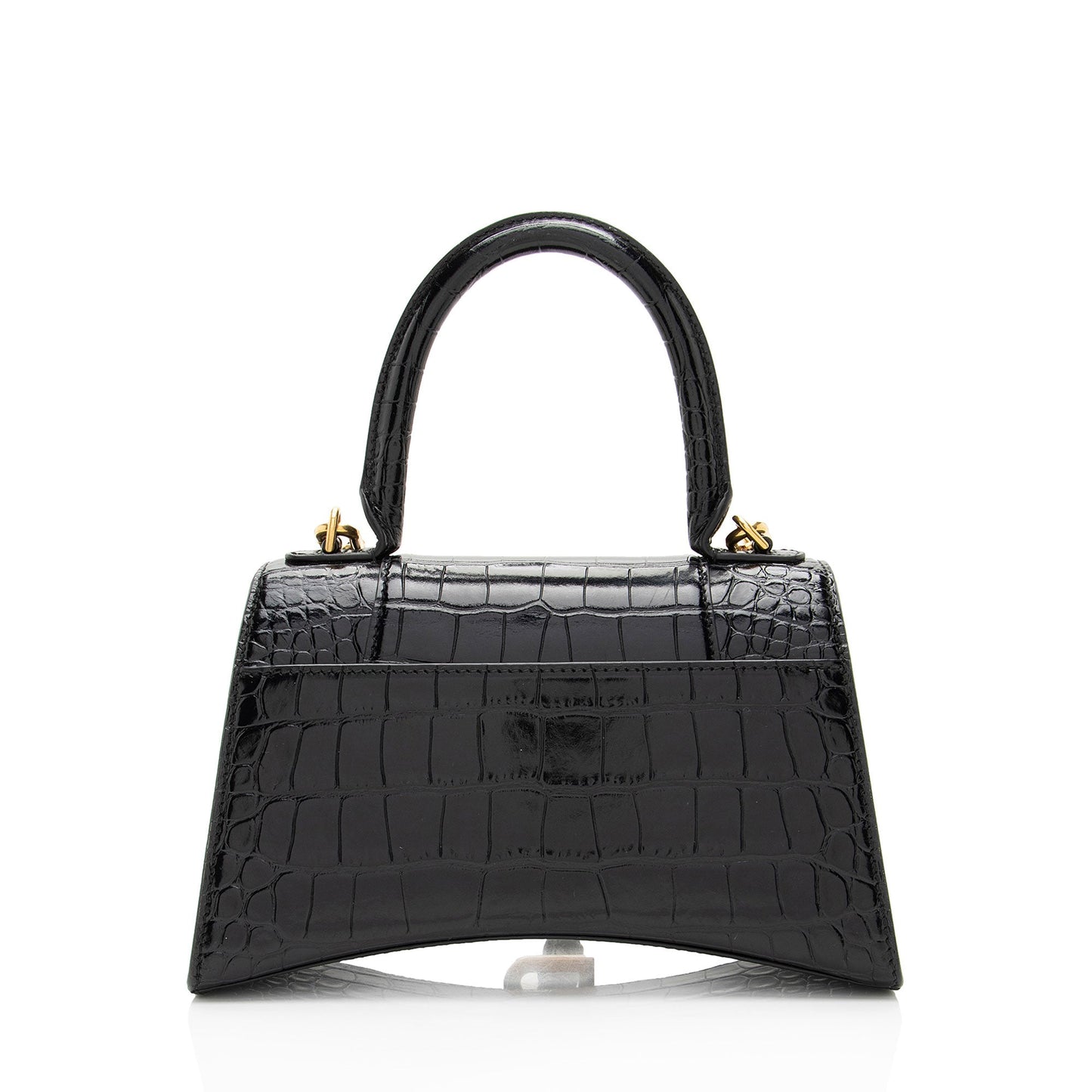 Luxury Balenciaga Trending 2025 Shiny Croc Embossed Calfskin Hourglass Small Top Handle (SHF-4EXjgI)