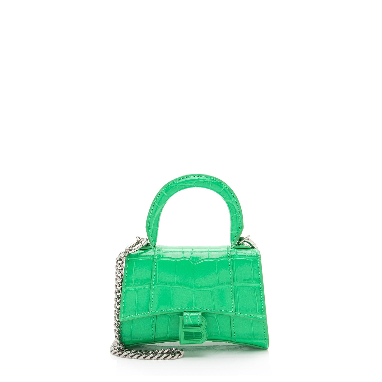 Luxury Balenciaga Trending 2025 Shiny Croc Embossed Calfskin Hourglass Super Nano Top Handle (SHF-c6OAtN)