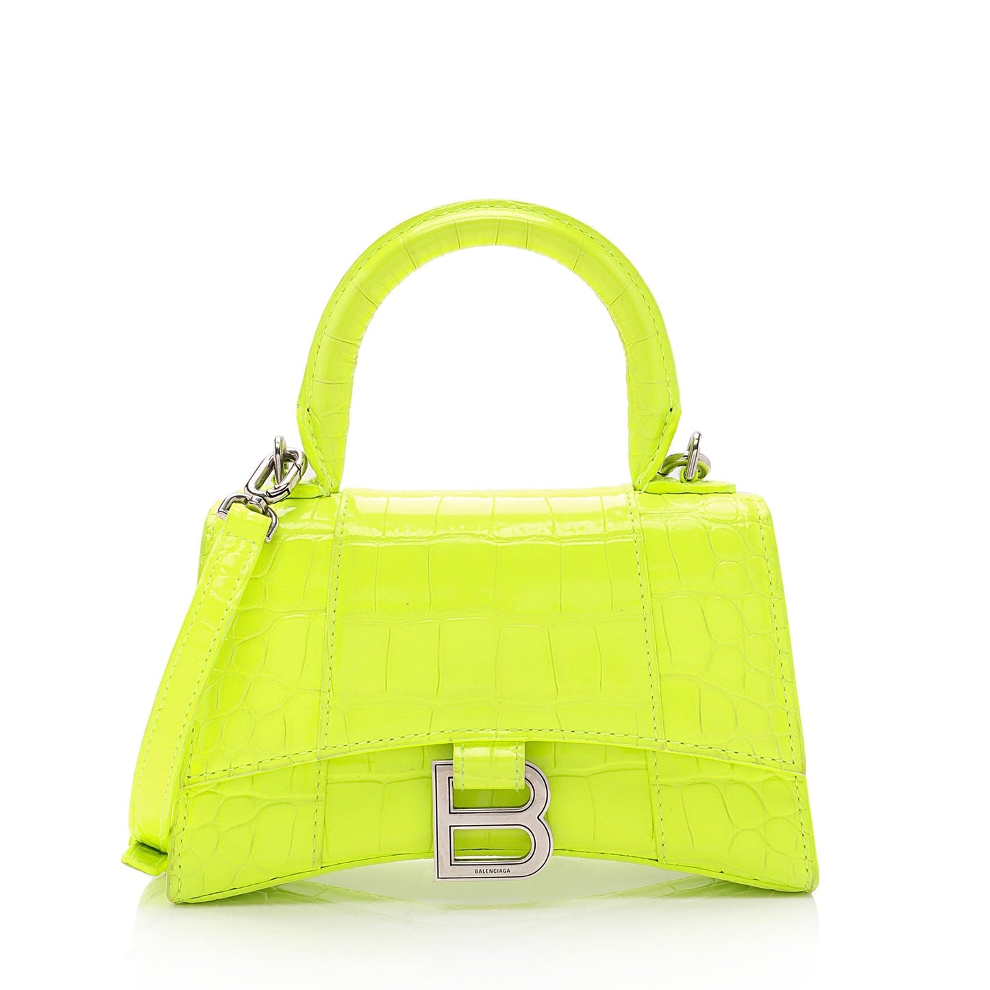 Luxury Balenciaga Trending 2025 Shiny Croc Embossed Calfskin Hourglass XS Top Handle (SHF-vSVXrb)