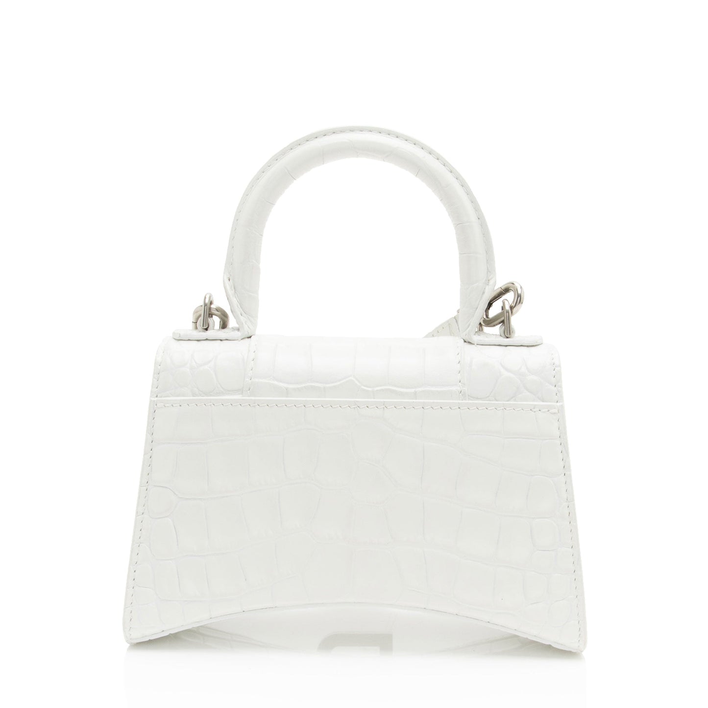 Luxury Balenciaga Trending 2025 Shiny Croc Embossed Calfskin Hourglass XS Top Handle (SHF-phP4Bs)