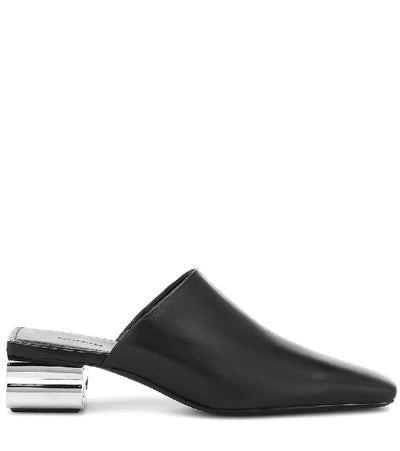 BALENCIAGA TYPO CHROME HEEL LEATHER MULES