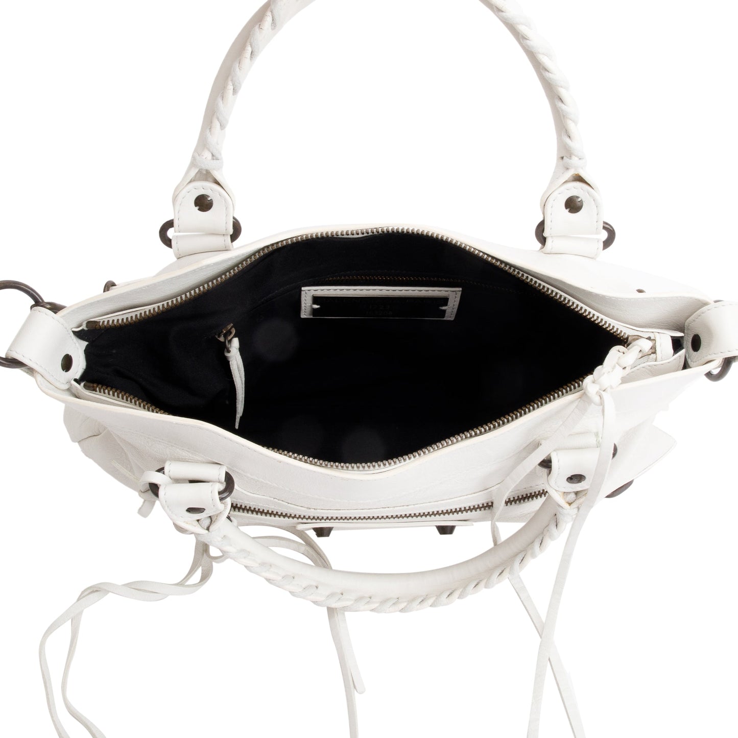 Balenciaga White Arena Leather Motocross Classic First Bag