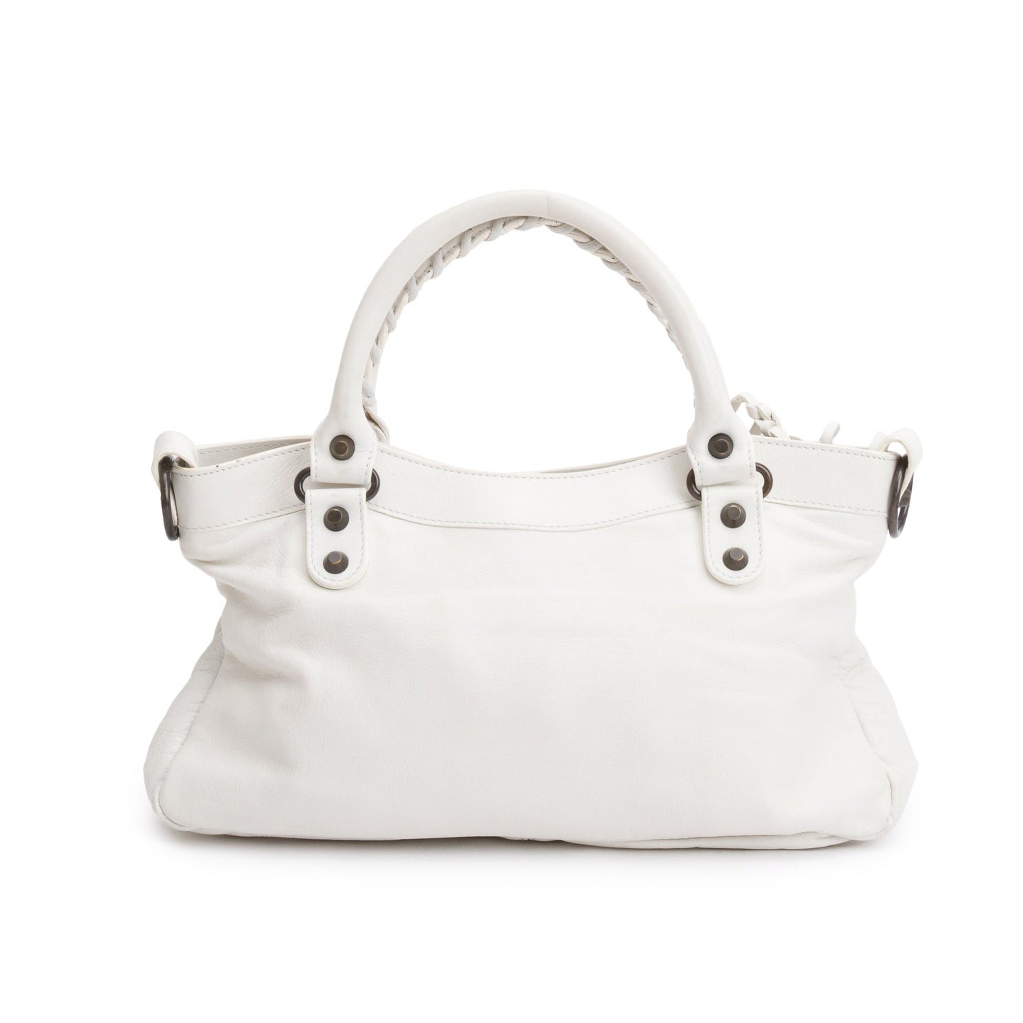 Balenciaga White Arena Leather Motocross Classic First Bag