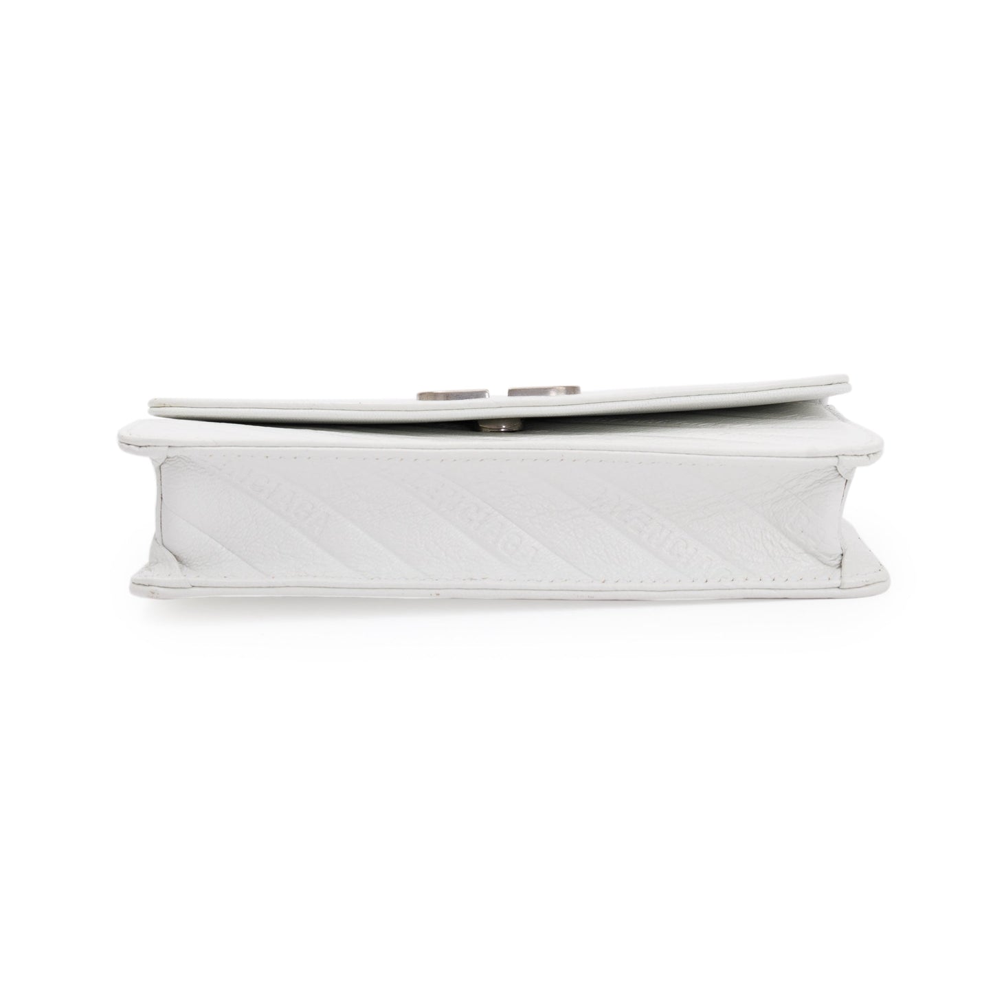 Balenciaga White Calfskin Leather BB Wallet on Chain
