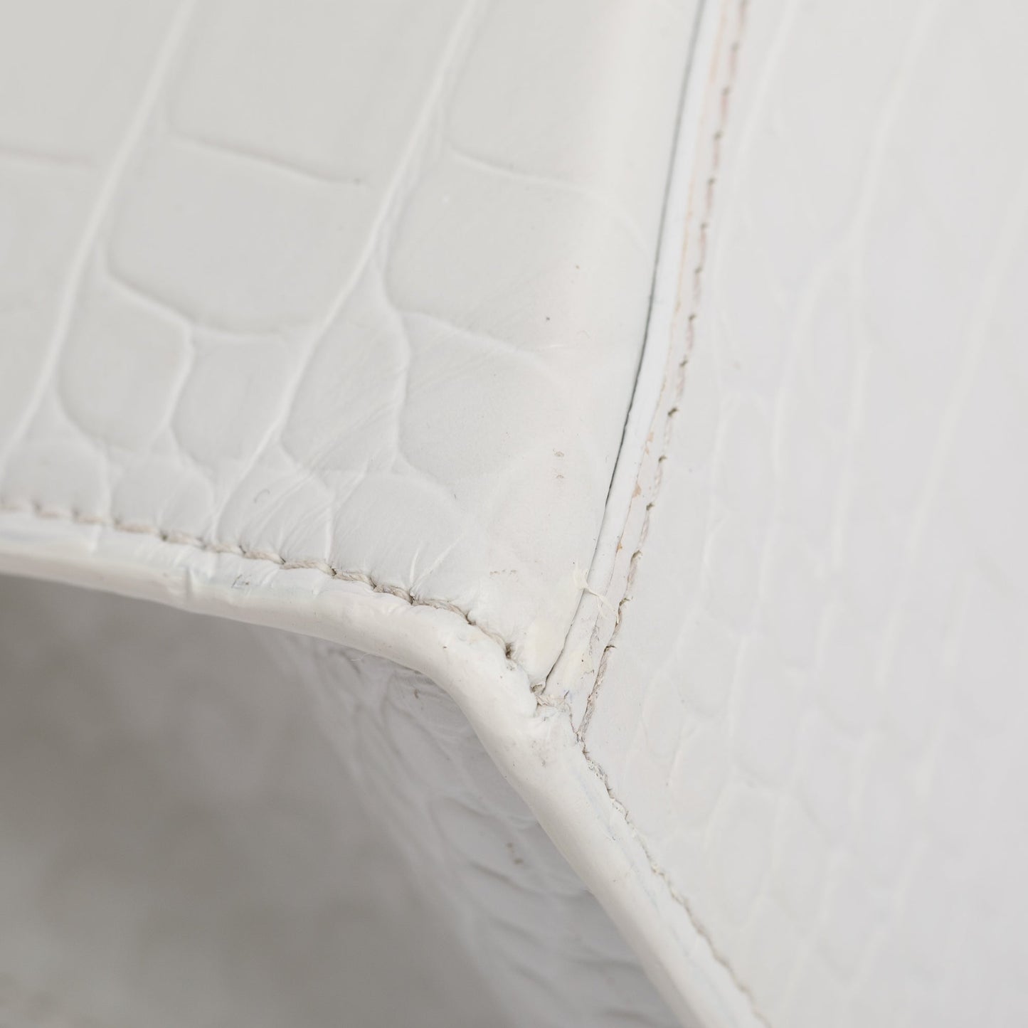 Balenciaga White Croc Embossed Leather Small Hourglass Top Handle Bag