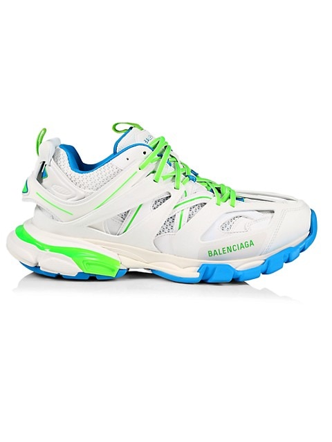 Balenciaga Track Sneakers in White/Green/Blue