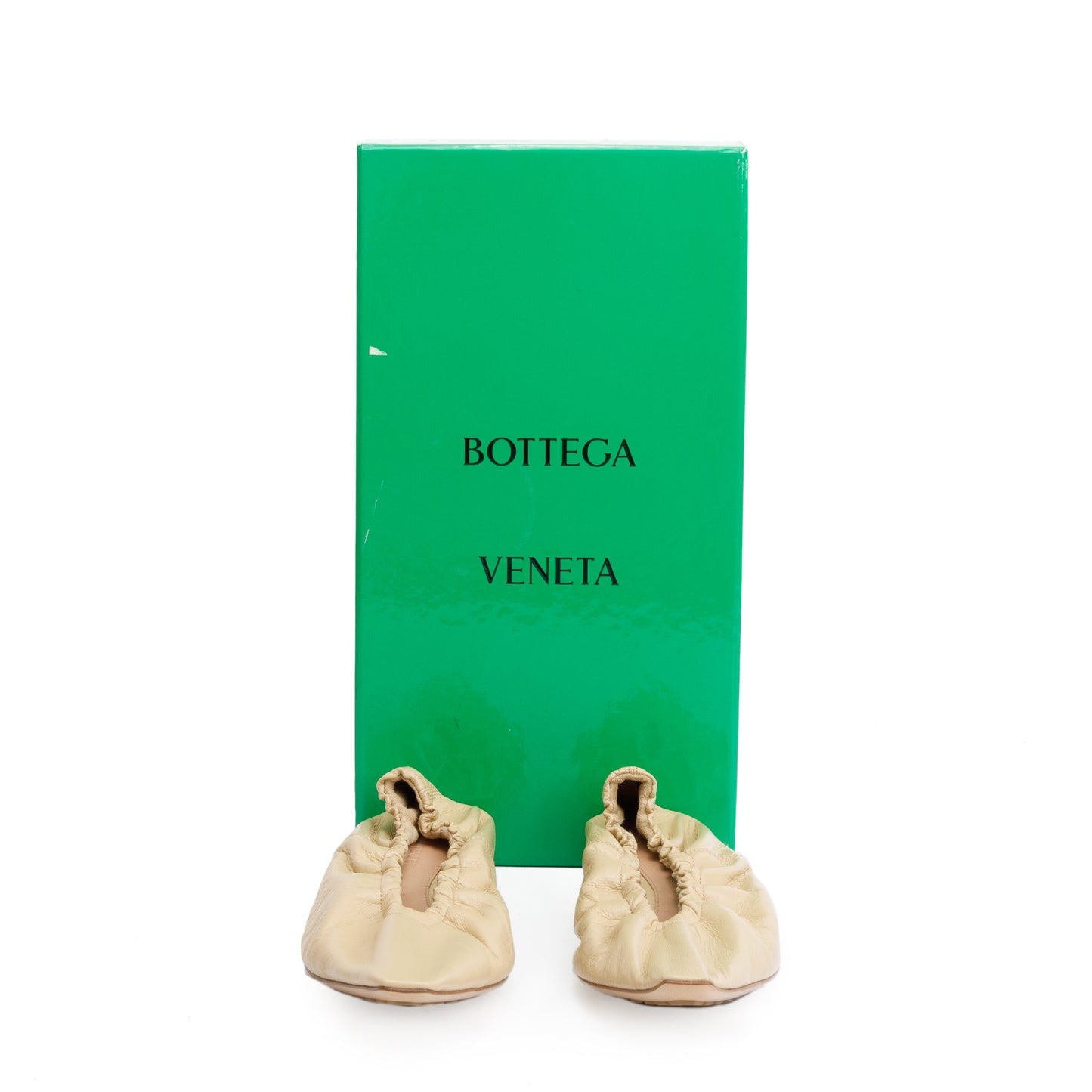 Bottega Veneta Beige Crush Nappa Leather Ballerina Flats, Size 38