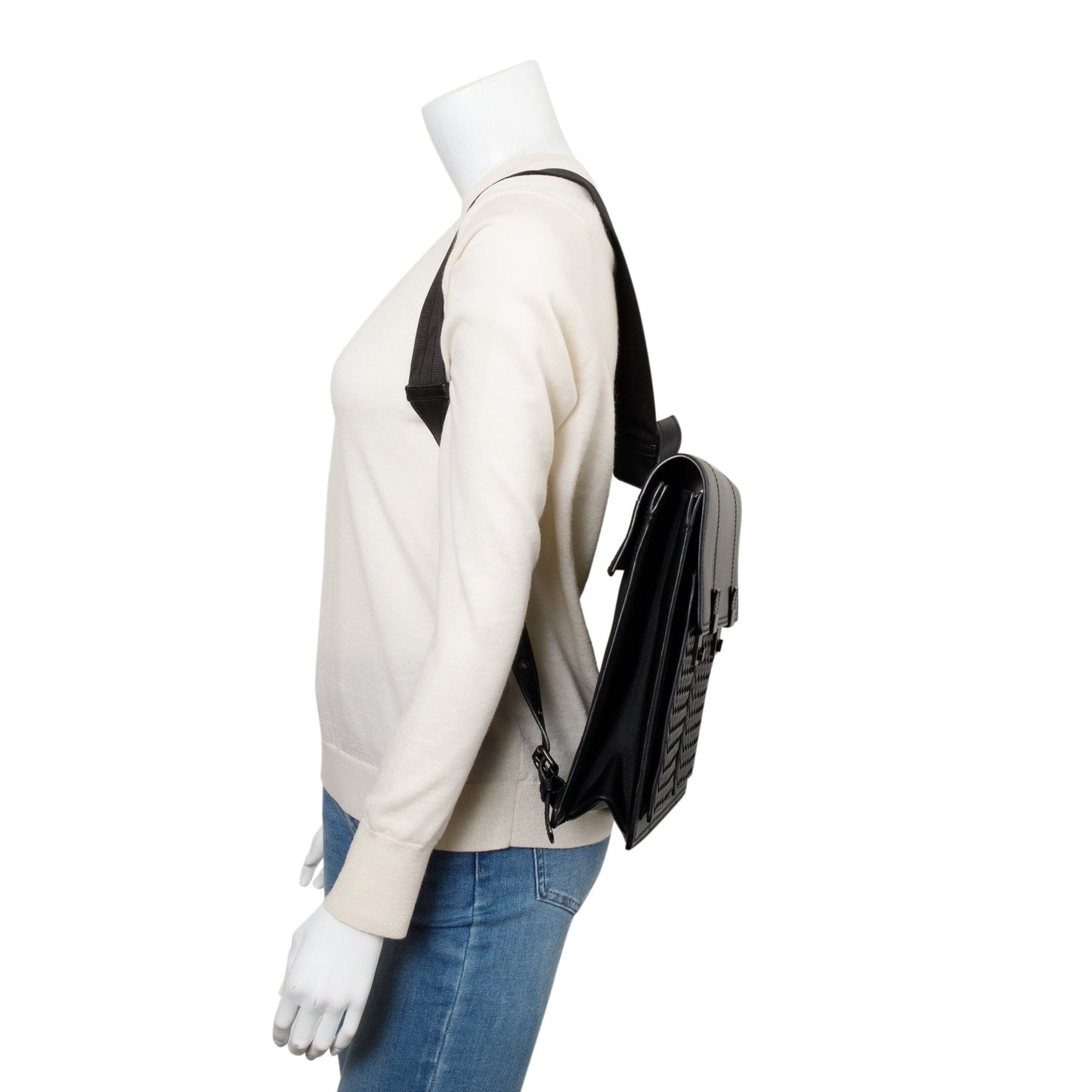 Bottega Veneta Black Intrecciato Leather Briefcase Backpack